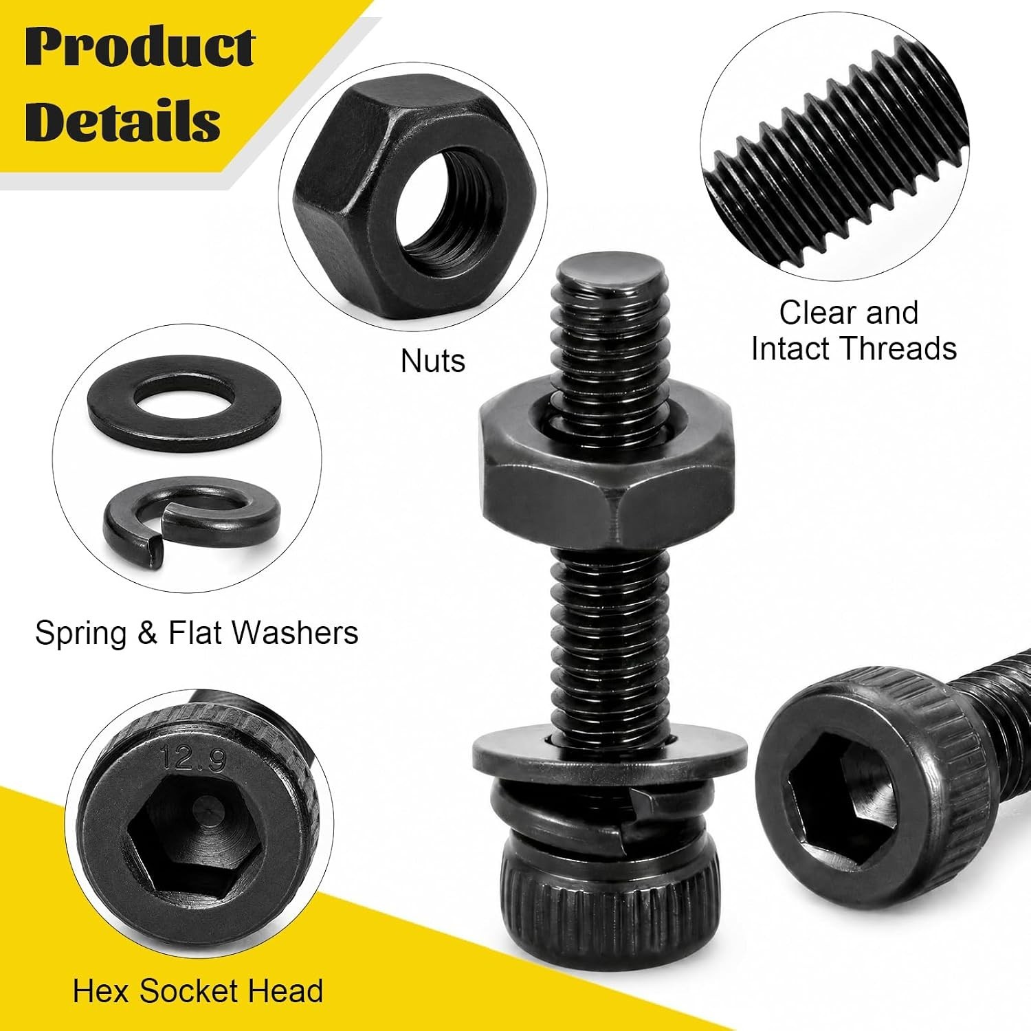 272PCS M5 Screws, Nuts & Washers Set – Hex Socket Head Cap Bolts Assorted