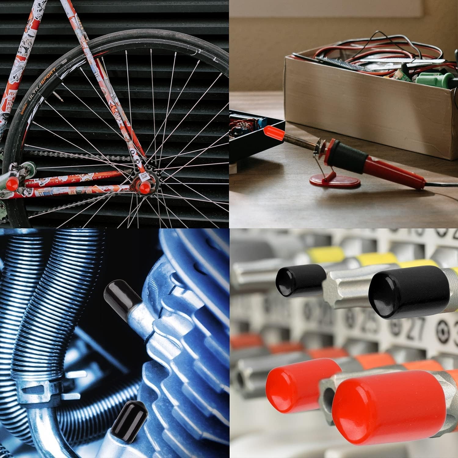 300 Pieces Rubber End Caps, Vinyl End Caps Black and Red Screw Bolt Screw Rubber