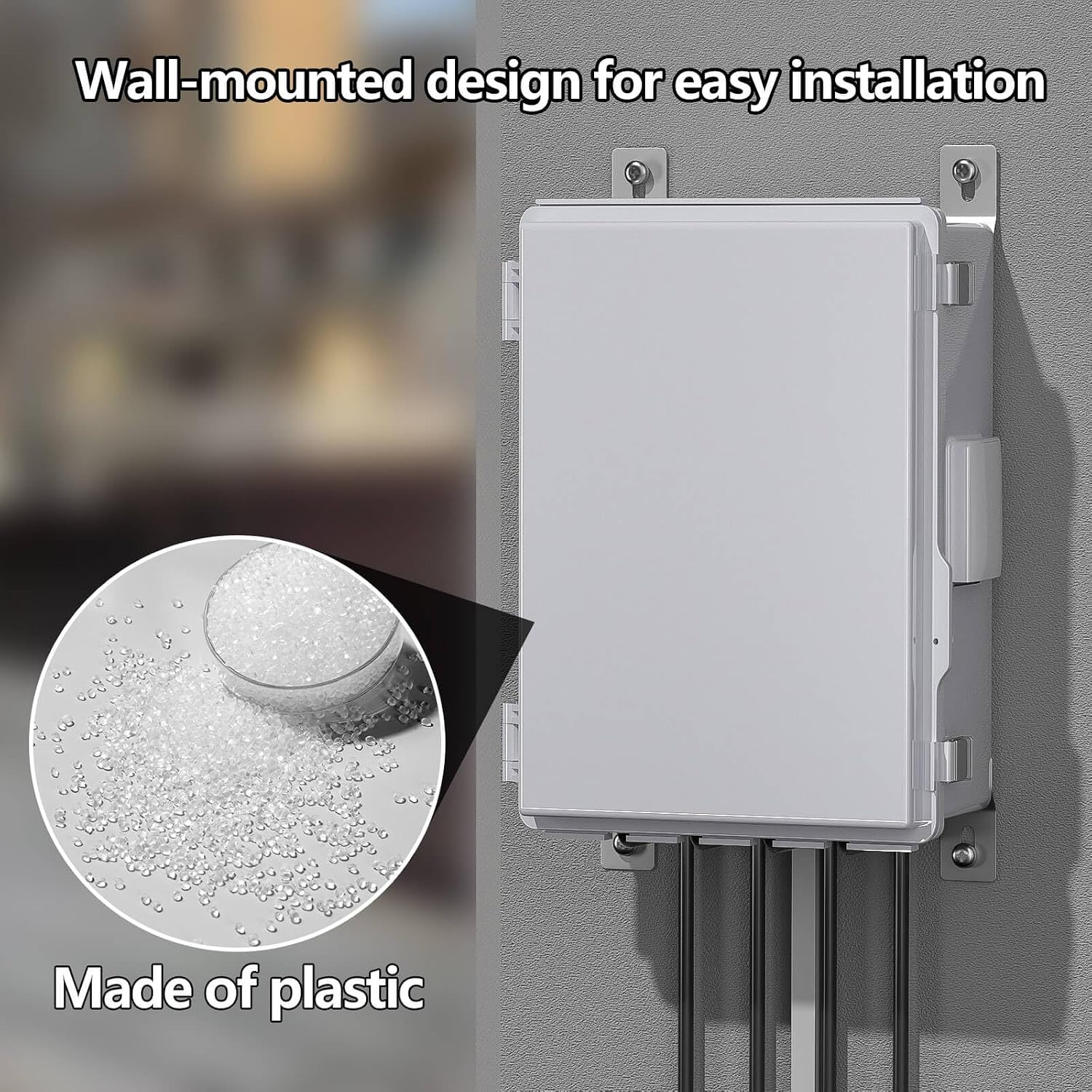Electrical Junction Box, Ventilated Design, Cable Grommets, Indoor/Outdoor Use w
