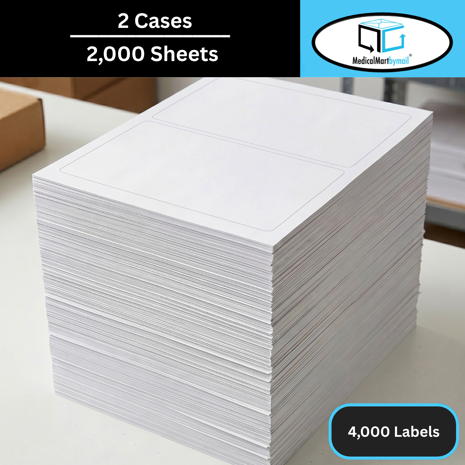 8.5″ x 5.5″ Address Mailing White Label Sheets – 2000 Sheets/2 Labels Per Sheet