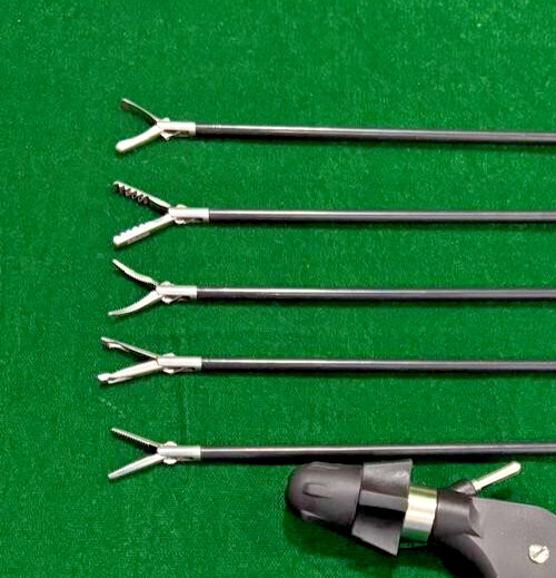5pc Laparoscopic Monopolar Grasper Insert 5mmx330mm with 2pc Handle Reusable