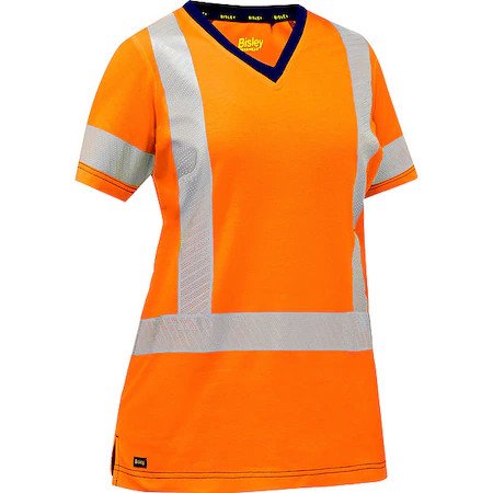 Bisley 313W1118h-O/S Women’s Hi-Vis Short Sleeve T-Shirt, 3, R, Cotton,