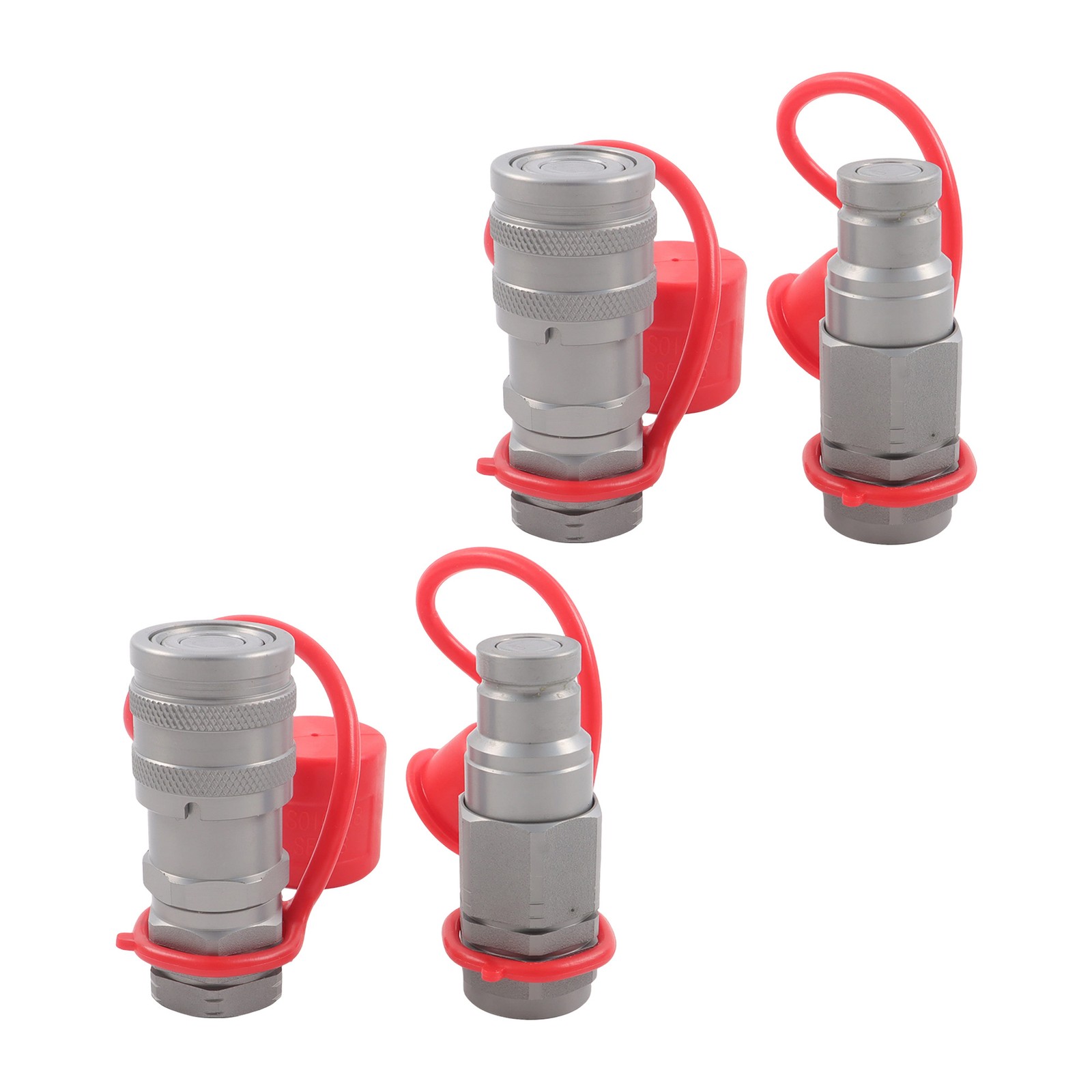 2 Pcs 3/8″ Flat Face Hydraulic Quick Disconnect Coupling Set 3/8″ NPT Thread