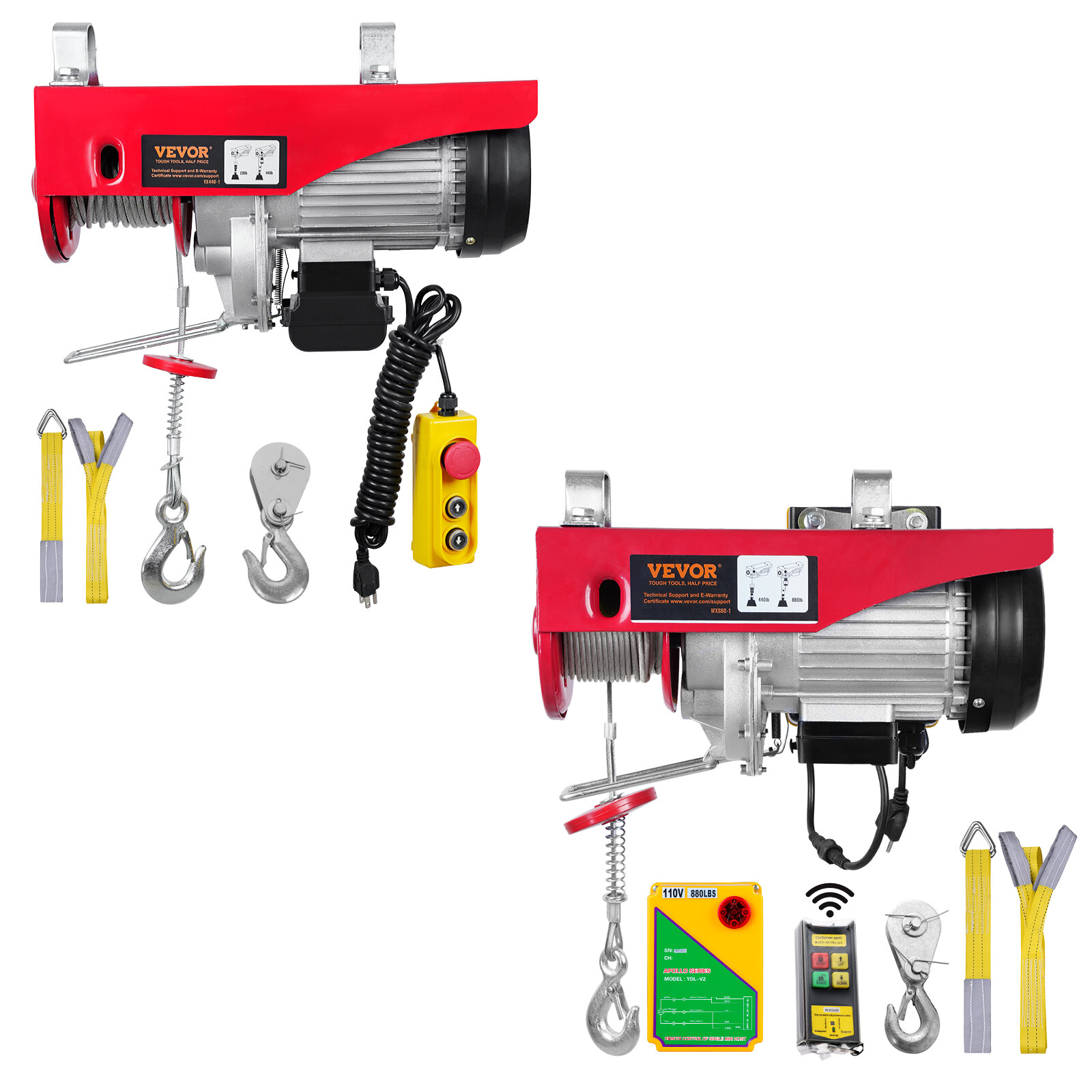 VEVOR Electric Hoist 440/880/1320/1760/2200 lbs Crane Winch Wired/Wireless