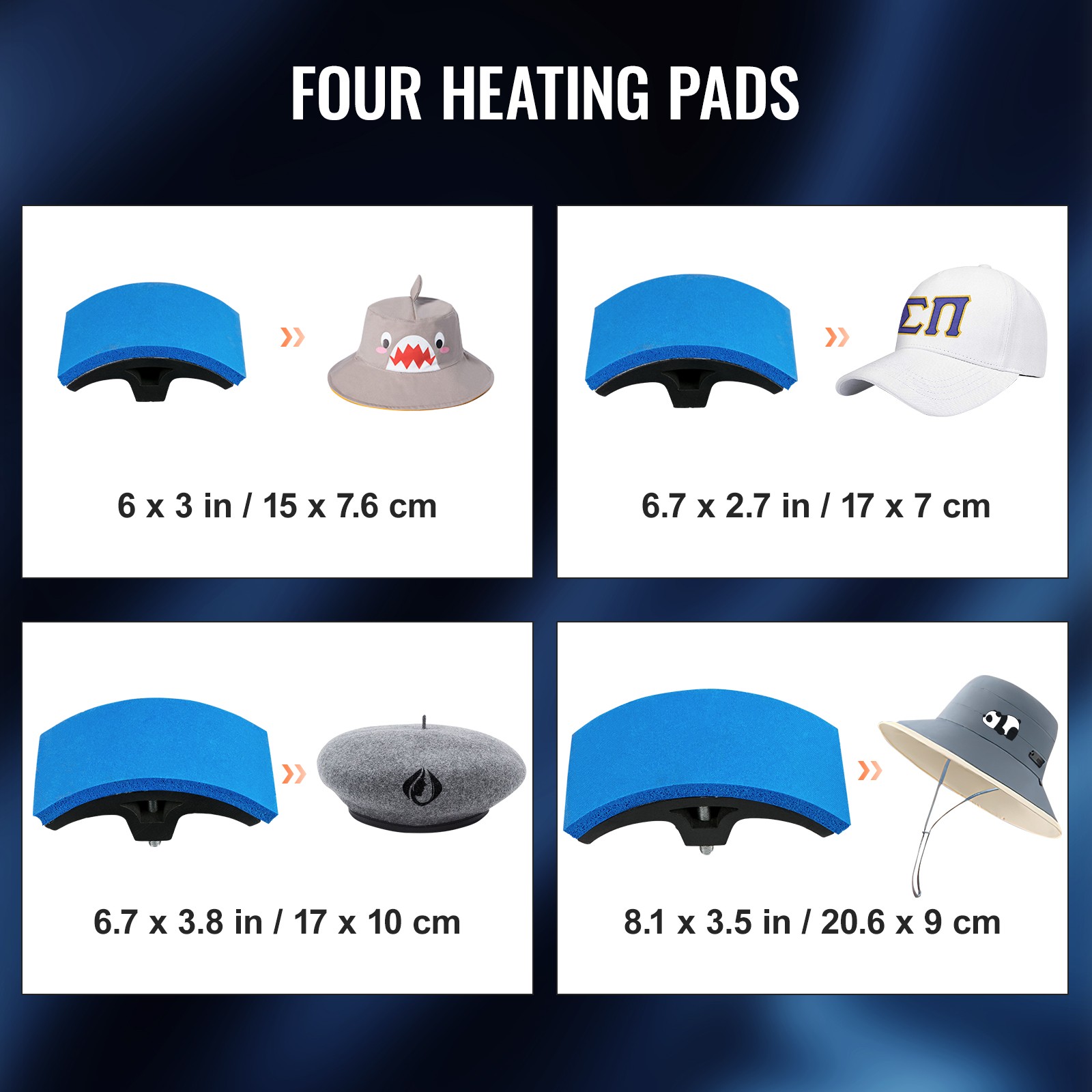VEVOR Hat Heat Press Cap Heat Press Machine 4 Heating Pads Sublimation Transfer