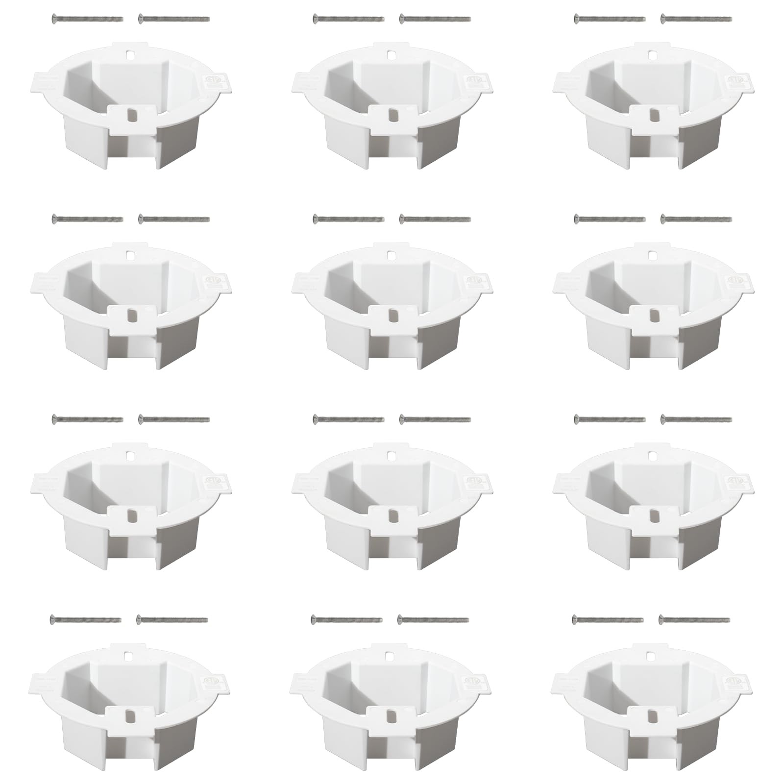 12 PCS Box Extender Round Plastic Ceiling Outlet Light 832 x 11/2 Screws