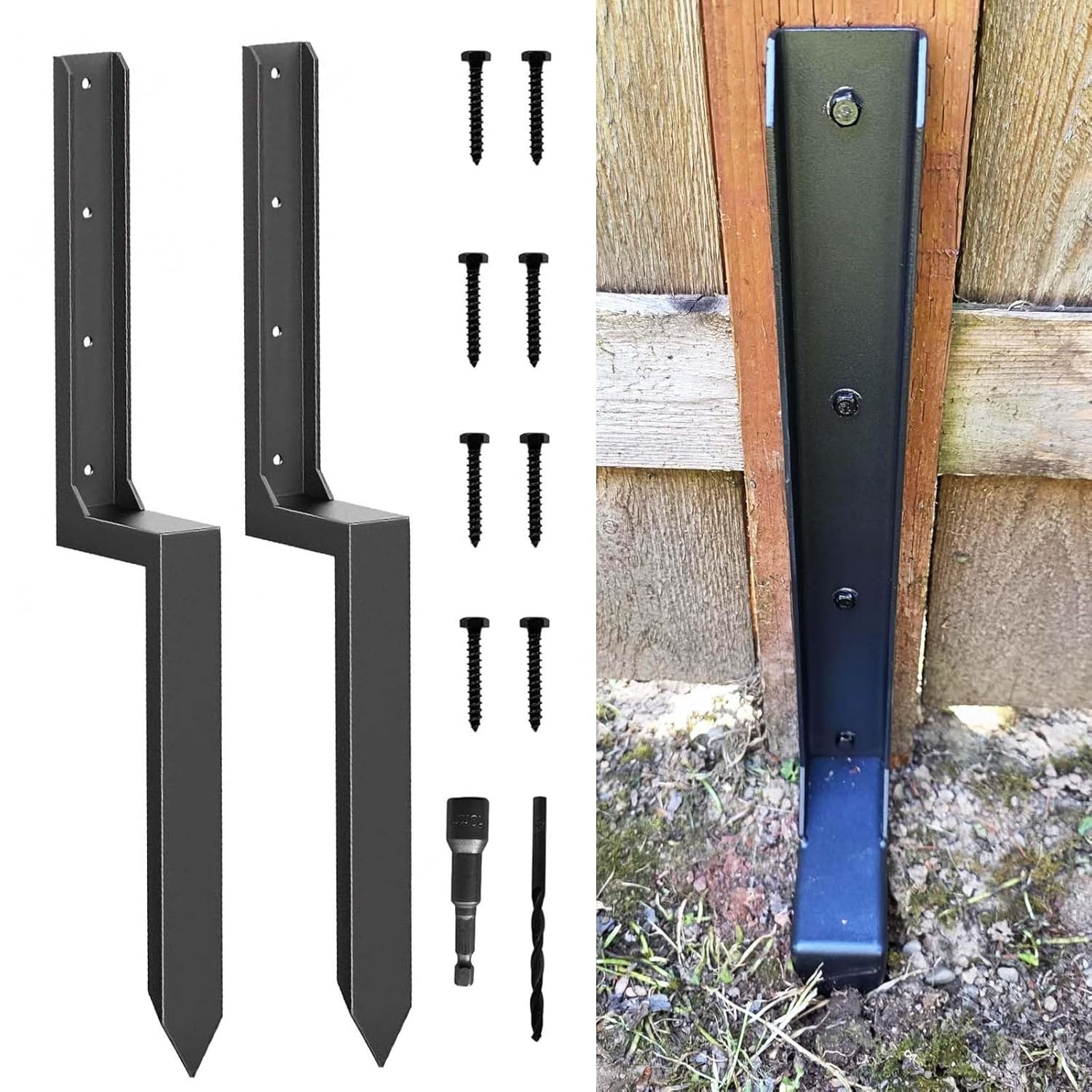All-In-One Fence Post Repair Solution – Heavy-Duty Stakes and Brackets Included