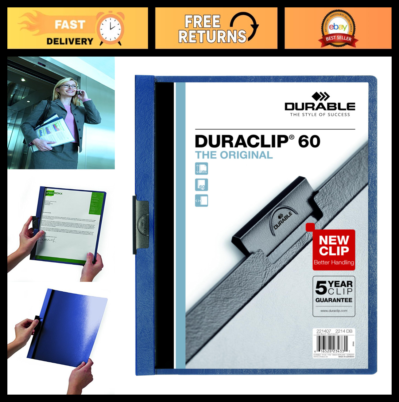 Durable Report Covers – Letter Size 8.5″ x 11″ – Holds 60 Pages – Clear & Blue –
