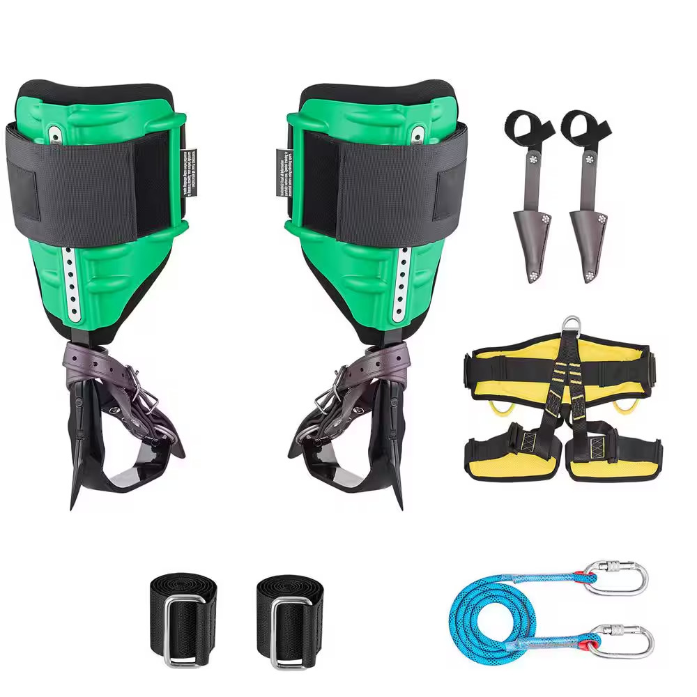 Tree Climbing Spikes Set, Height-Adjustable Tree Climbing Gear with Straps and S