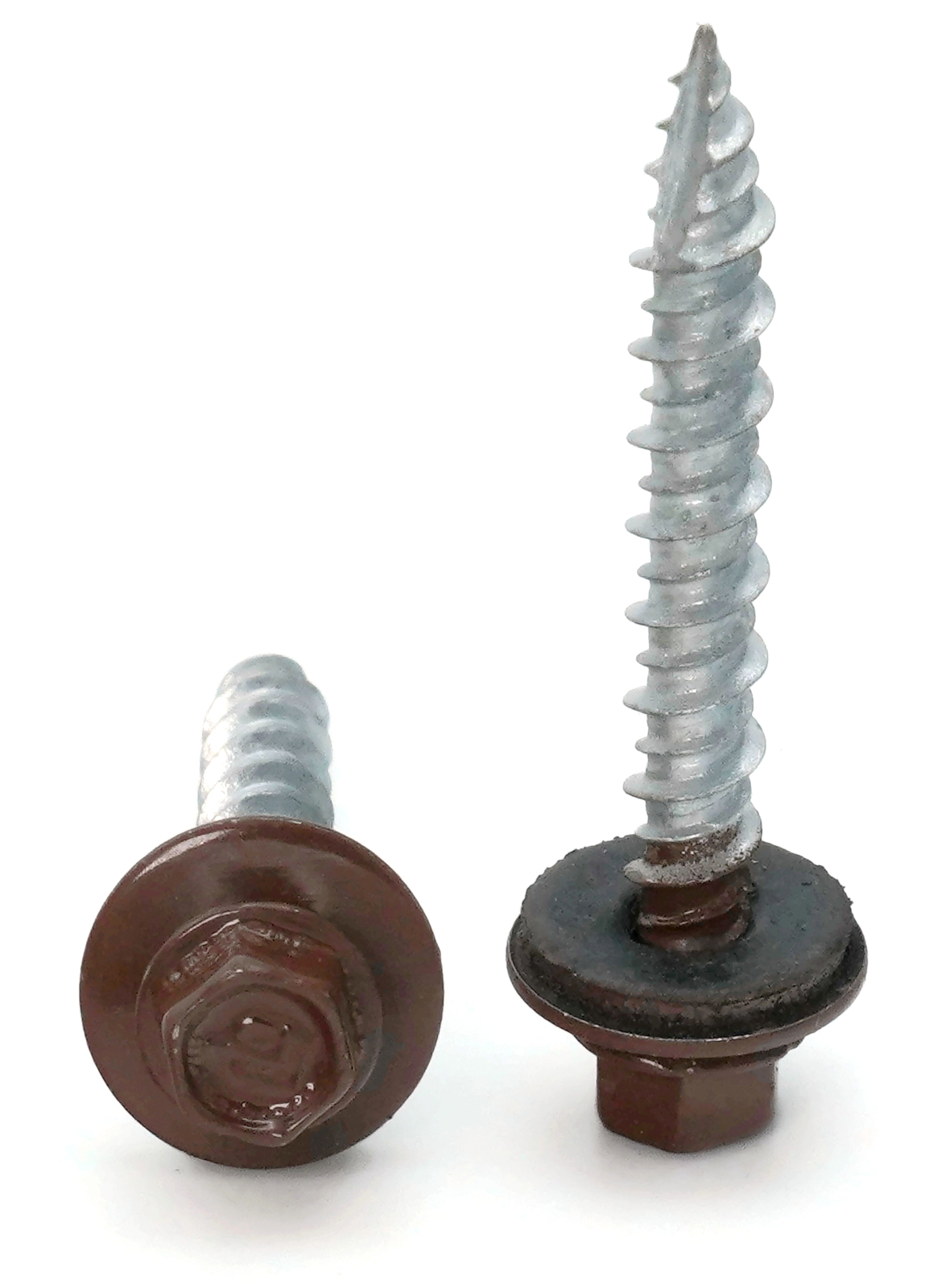 #10 Hex Washer Head Roofing Screws Mechanical Galvanized | Brown Finish