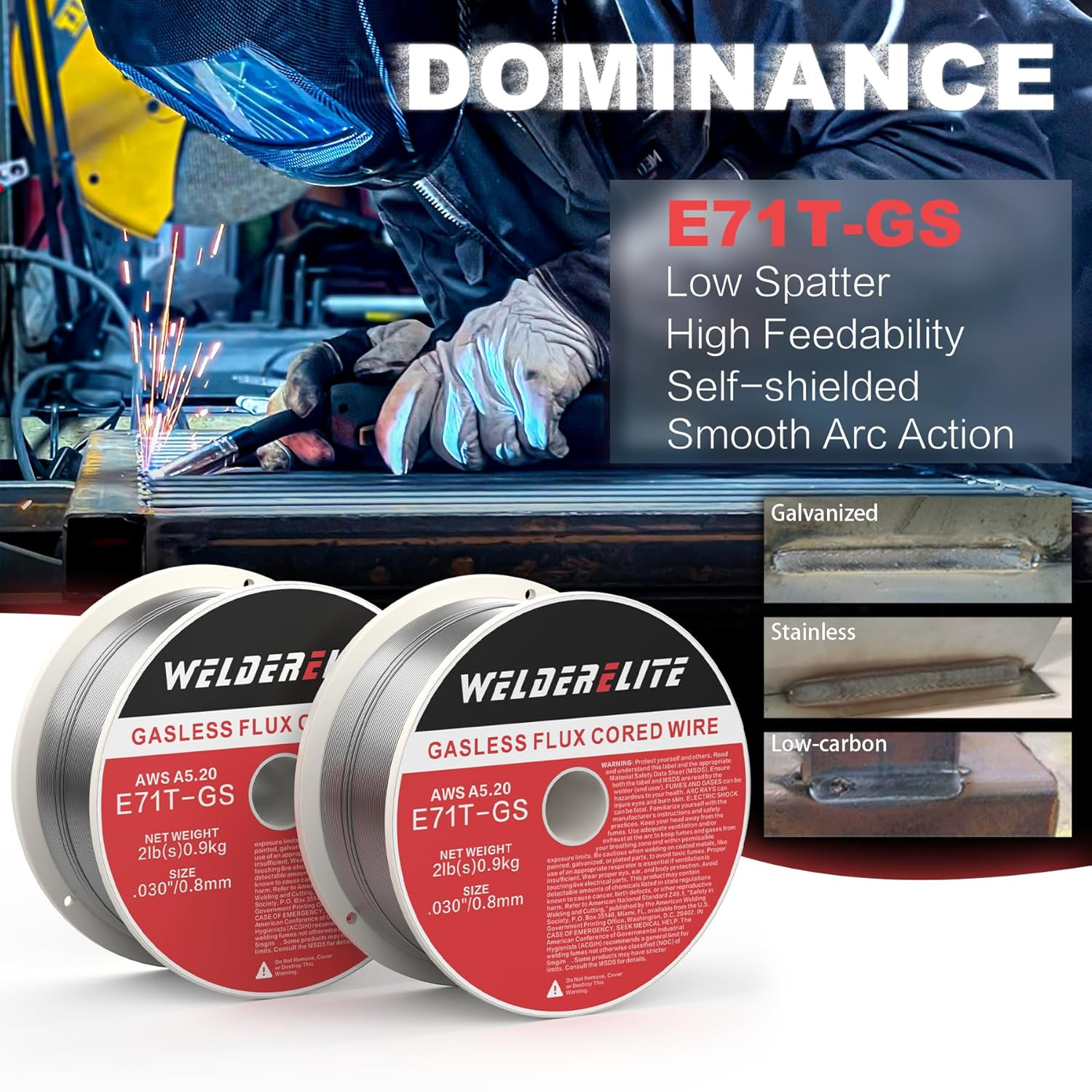 NEW Durable 0.030 in. Flux Core Welding Wire for Mild Steel – Two 2 lb. Spools
