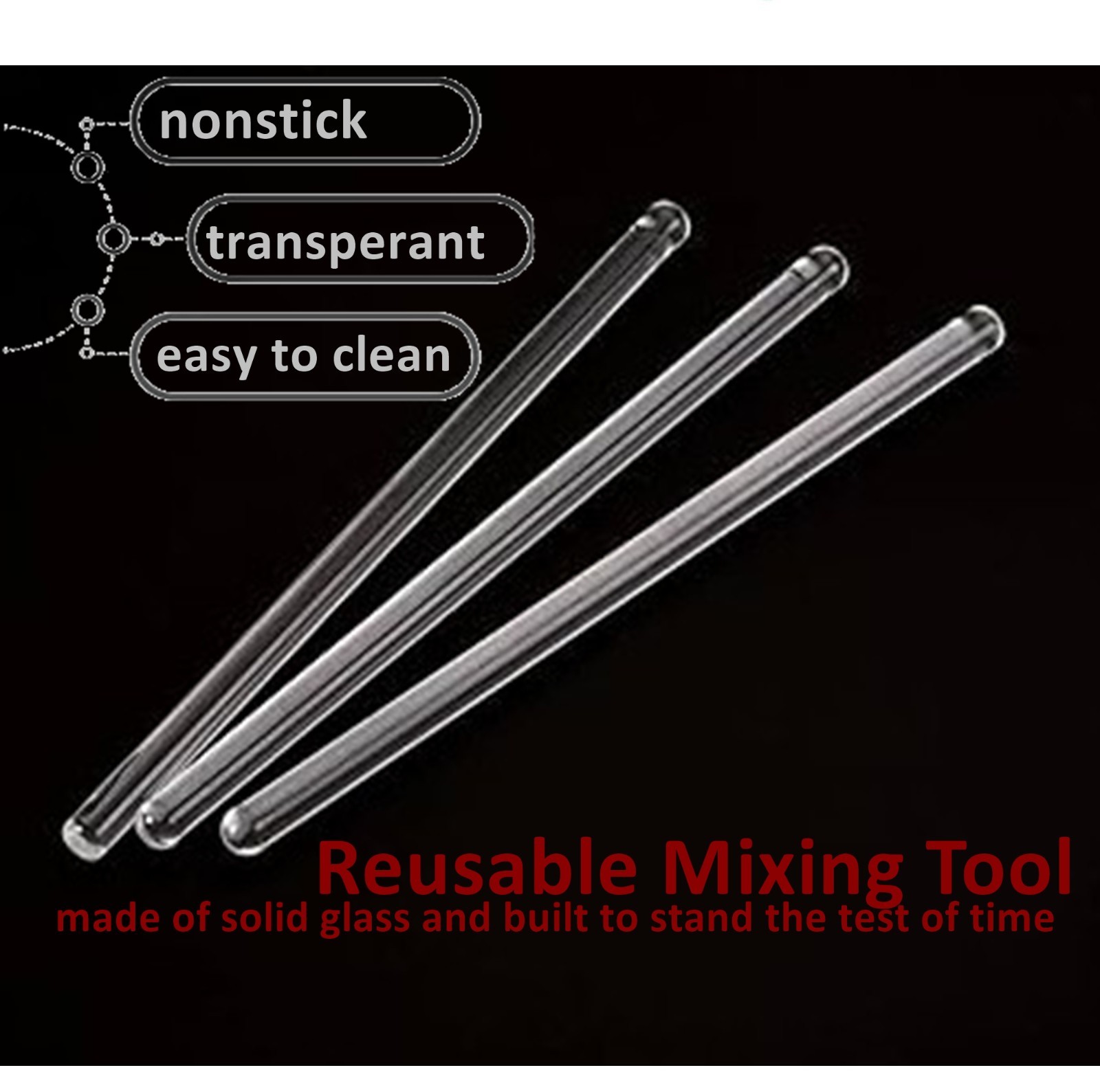 12 Pack Glass Stirring Rods 6″ Length for Science Education, Lab and Kitchen Use
