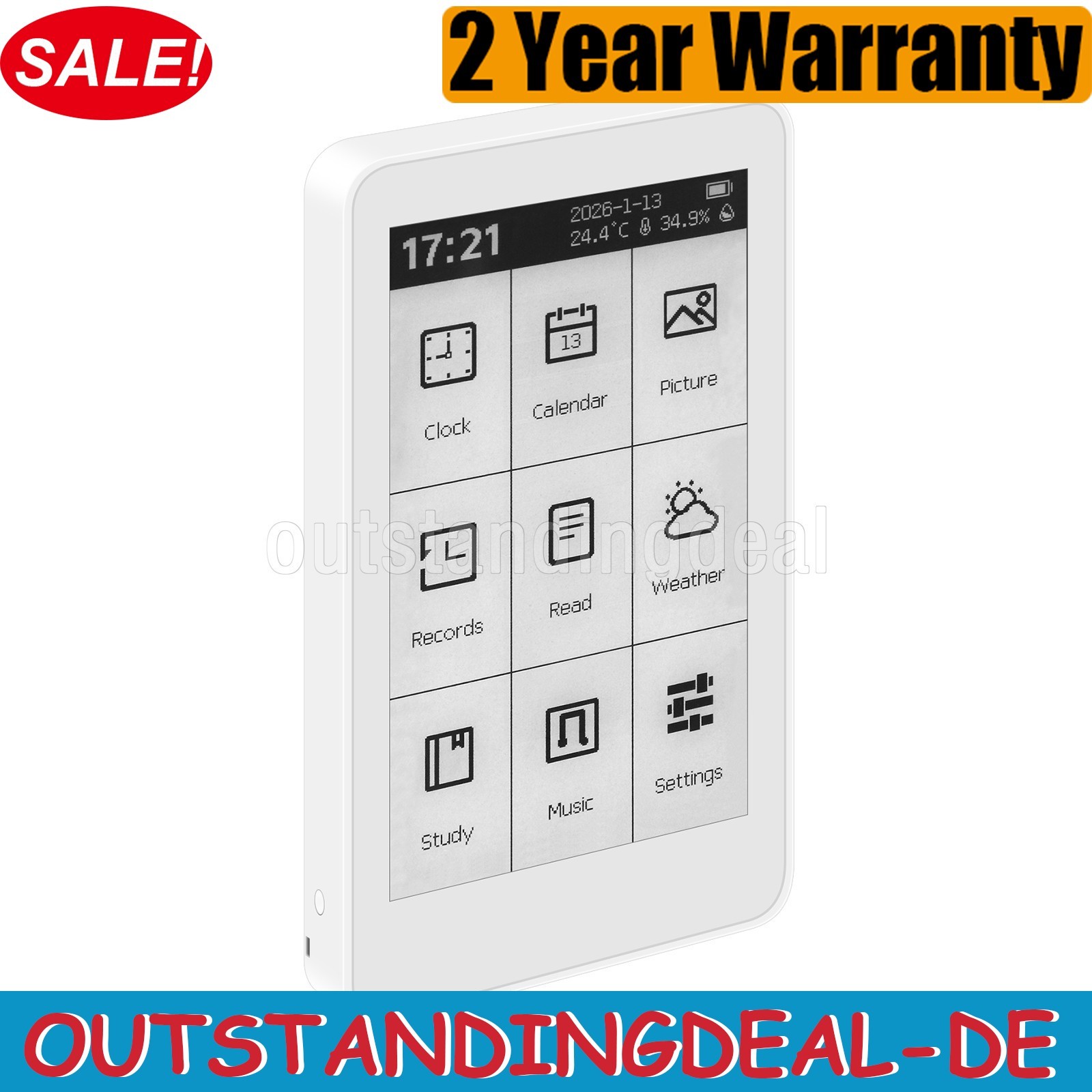 HamGeek M3 E-Book Reader 3.7-inch Touch Screen E-Paper 10-Level Adjustable ot34