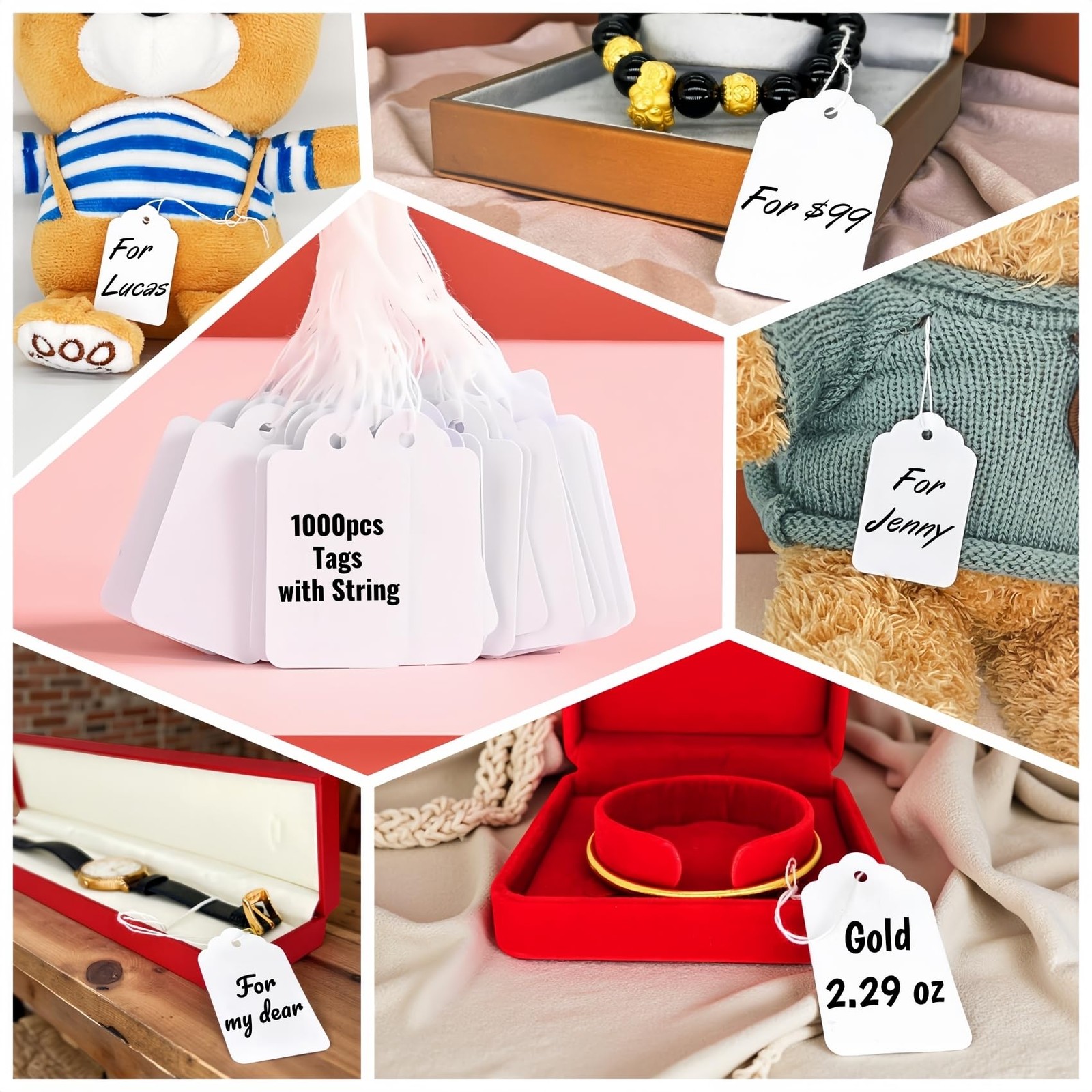 1000 PCS Pre-Strung Price Tags with String, White Paper Label Tags for Garage…