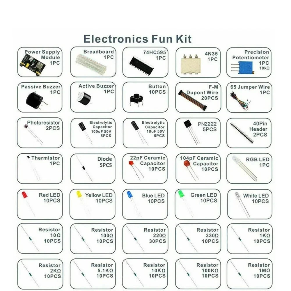 830pcs Mixed Grab Bag of Electronic Components LOT Kit Resistor Capacitor Parts