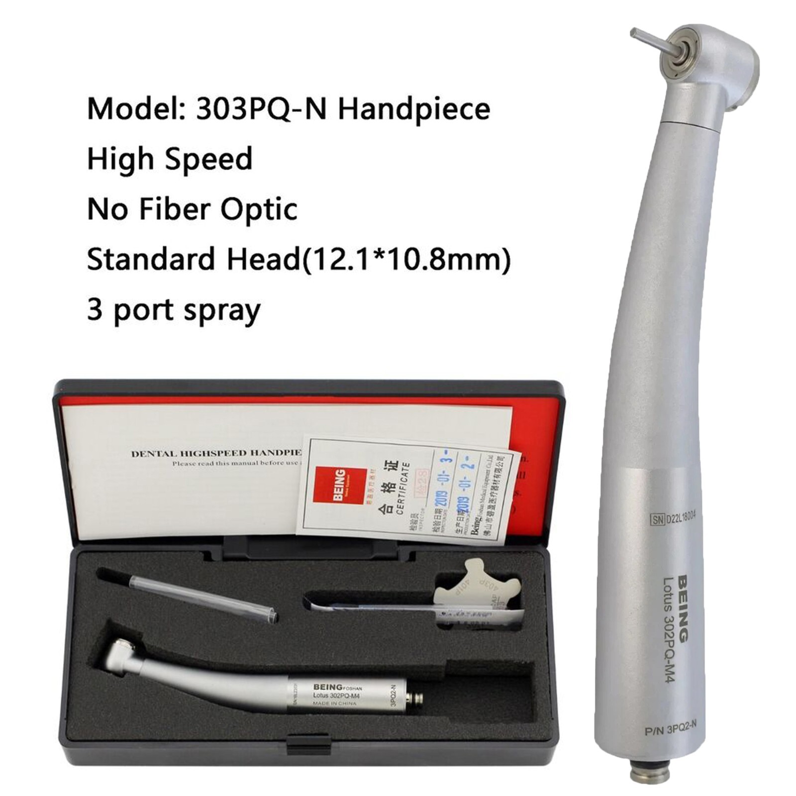 BEING Dental Turbine High Speed Fiber Optic Handpiece NSK Coupler 4 Hole 6 Pin