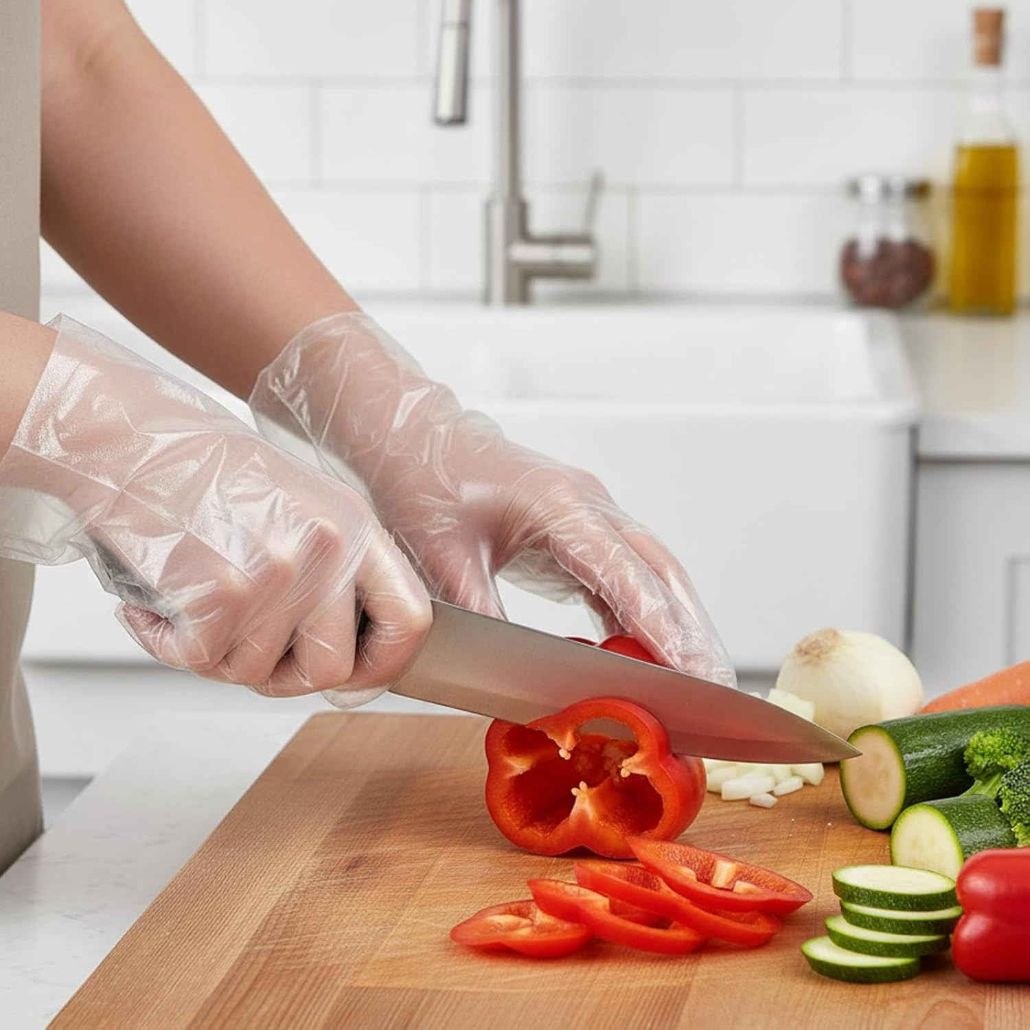 500 Count Disposable Food Service Gloves – Plastic Gloves For Food Handling, Cle