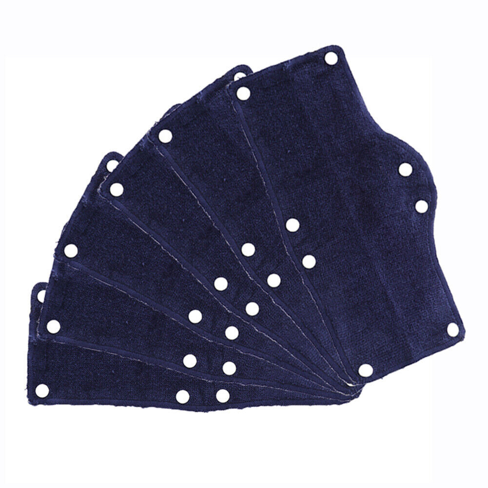 (6 PACK) TERRY CLOTH SNAP ON NAVY HARD HAT SWEAT BAND COTTON LINER CONTRUCTION