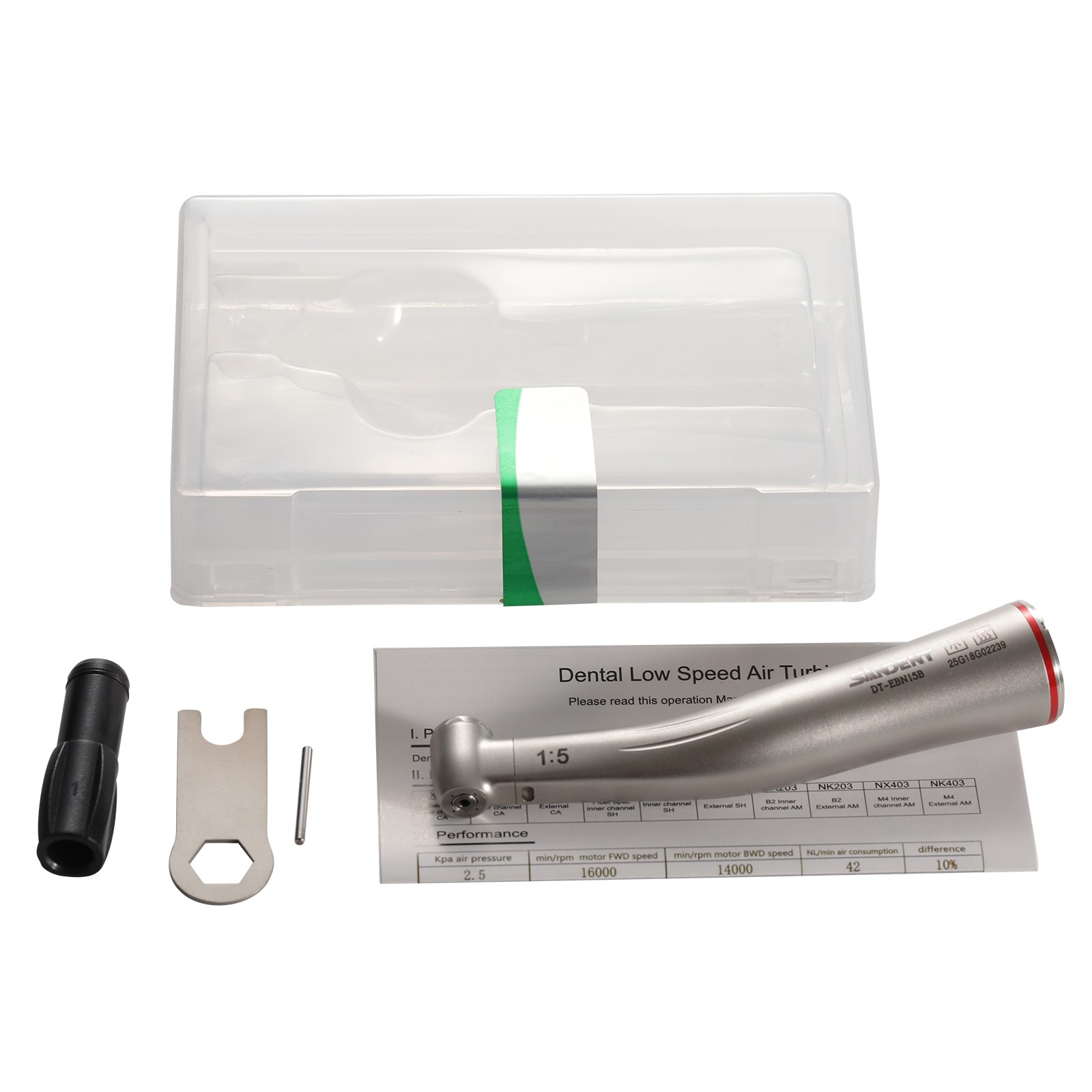 Dental 1:5 Contra Angle Fiber Optic LED Low Speed Handpiece Standard Head