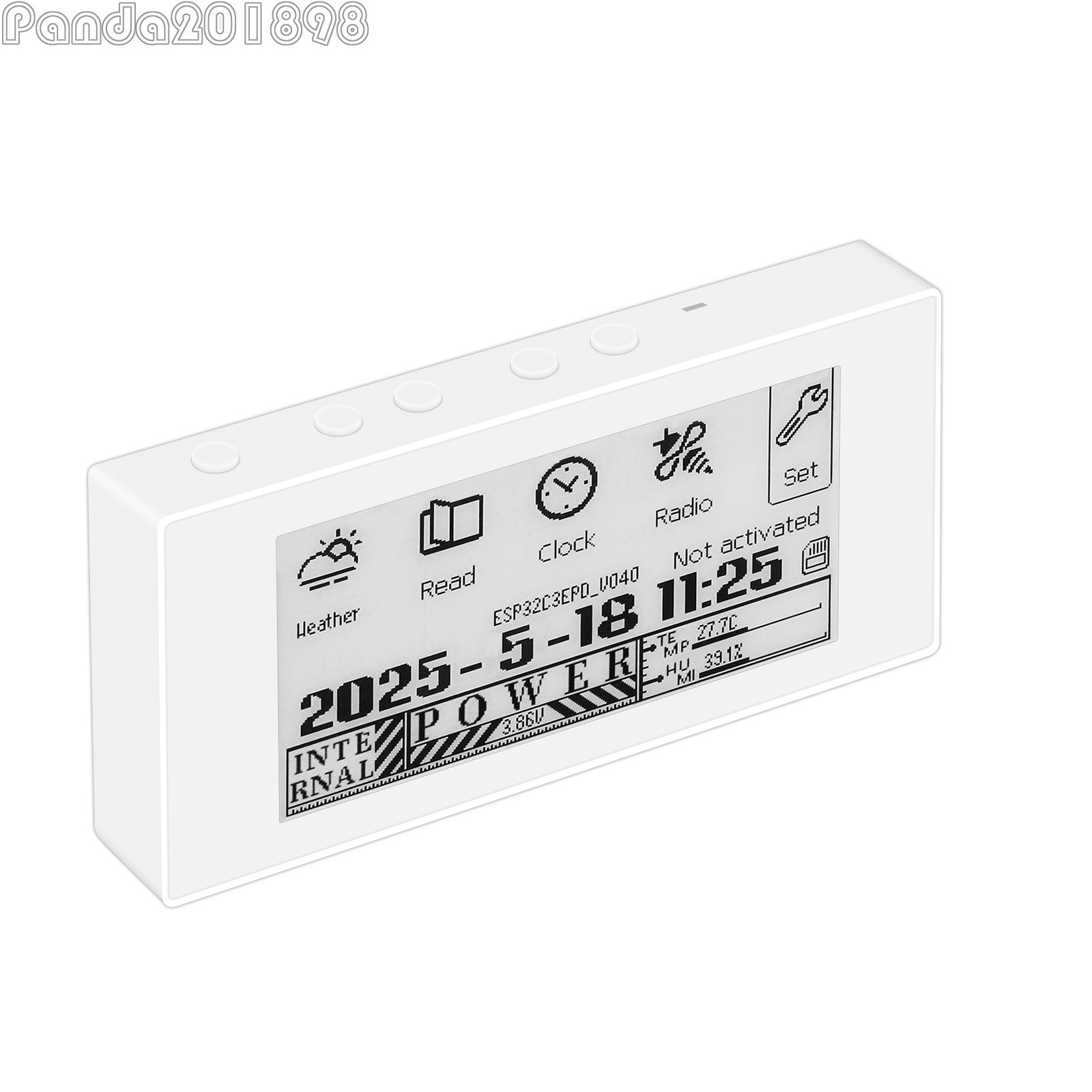 HAMGEEK RW01 Mini E-Ink Reader E-Book Reader (White Panel) for Weather Clock