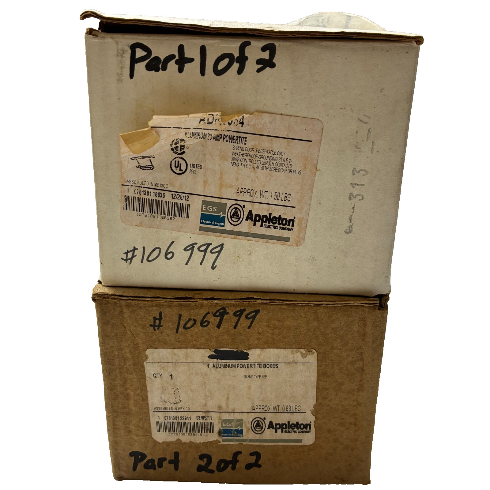 Appleton ADR3034 30A 600V 4P Powertite Receptacle w/ Box