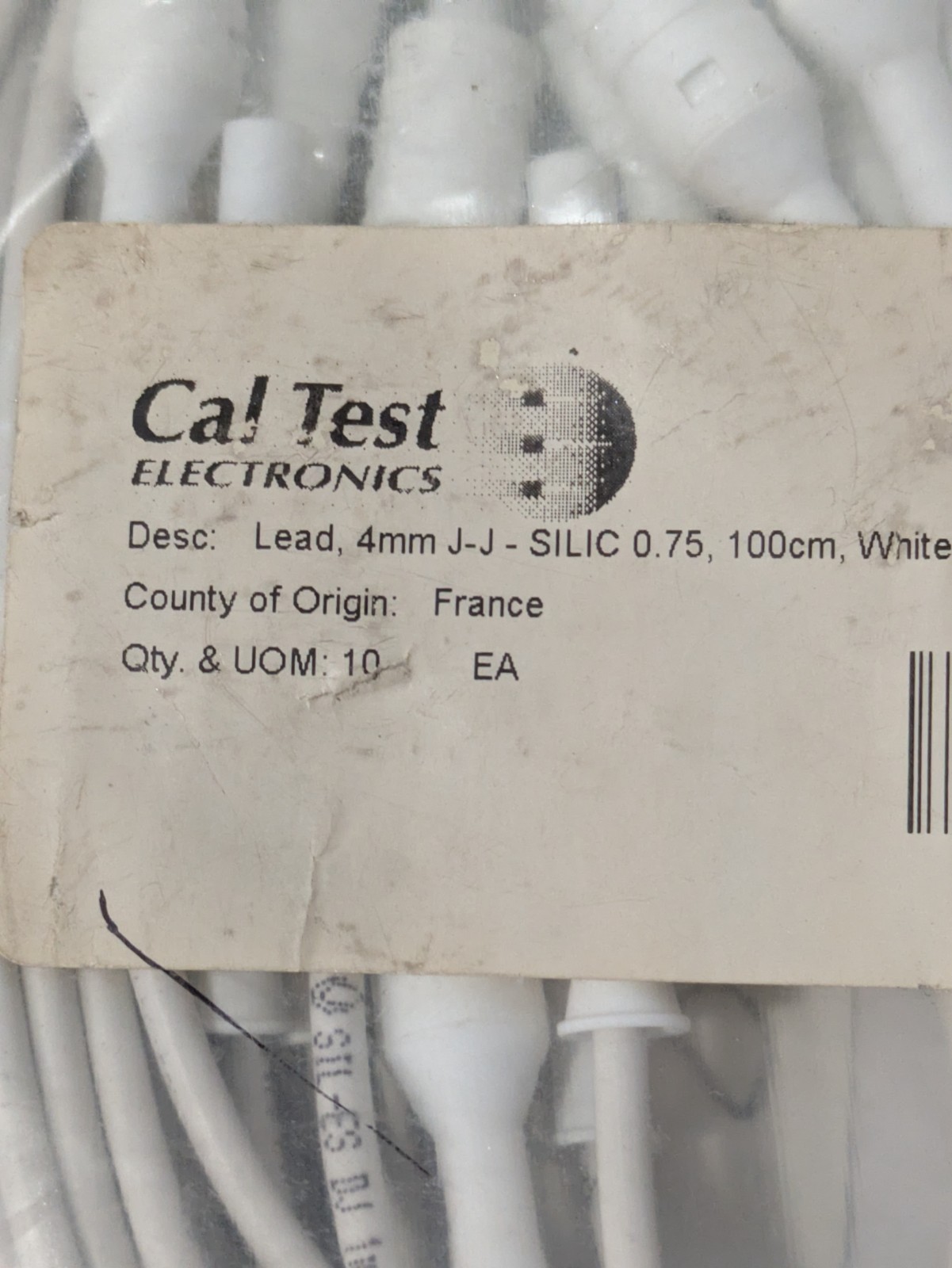 Cal Test Electronics CT2996-100-9 4mm Banana Plug Test Leads 100cm White 10-Pack