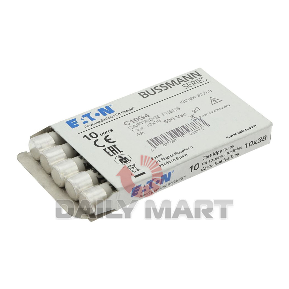 10PCS/New in Box BUSSMANN C10G4 Fuse 4A 500V 10x38mm