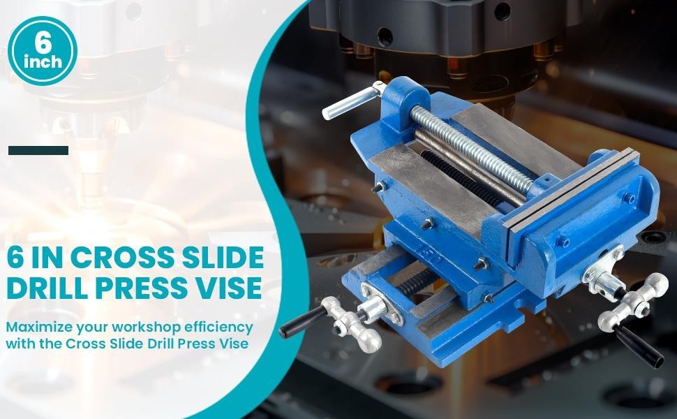 6 Inch 2 Way X-Y Drill Press Vise Blue Cross Slide Drill Press Vise w/ Dial