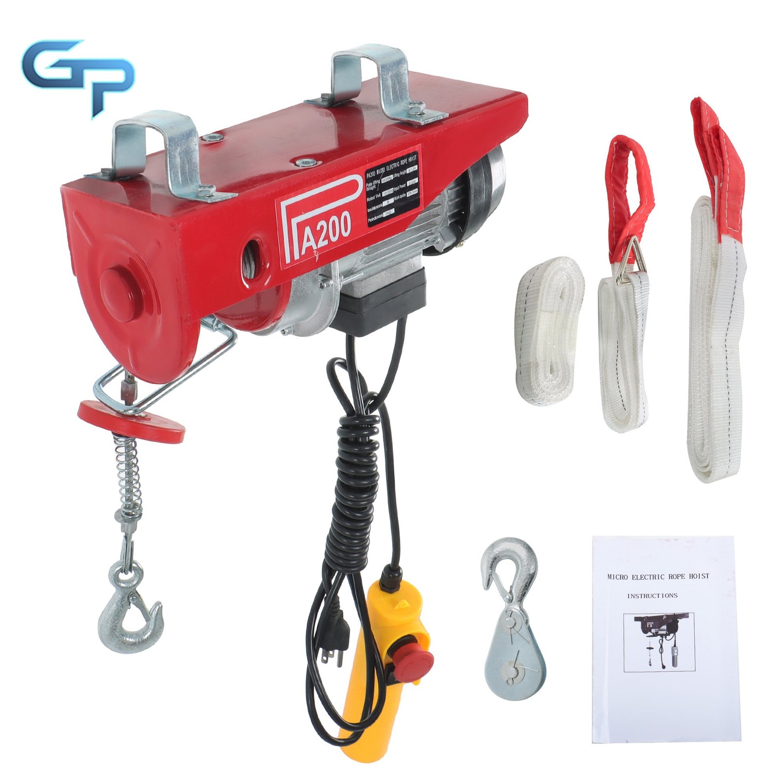 Electric Hoist 110V 440lbs/200kg w/ Safety Brake & 6.6ft Wired Remote Control