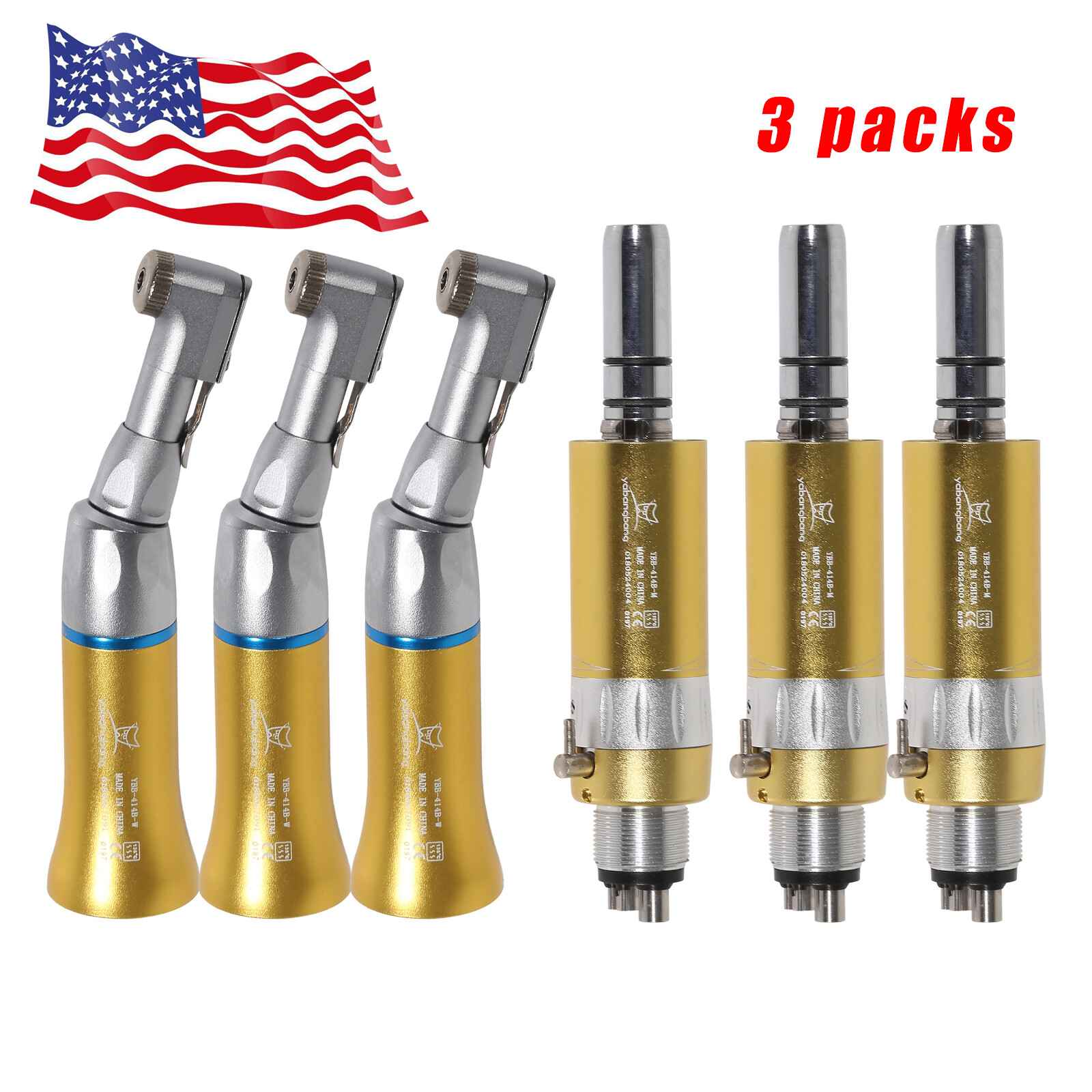 Dental Contra Angle Air Motor 4Hole Low Slow Speed Handpiece NSK Style Gold
