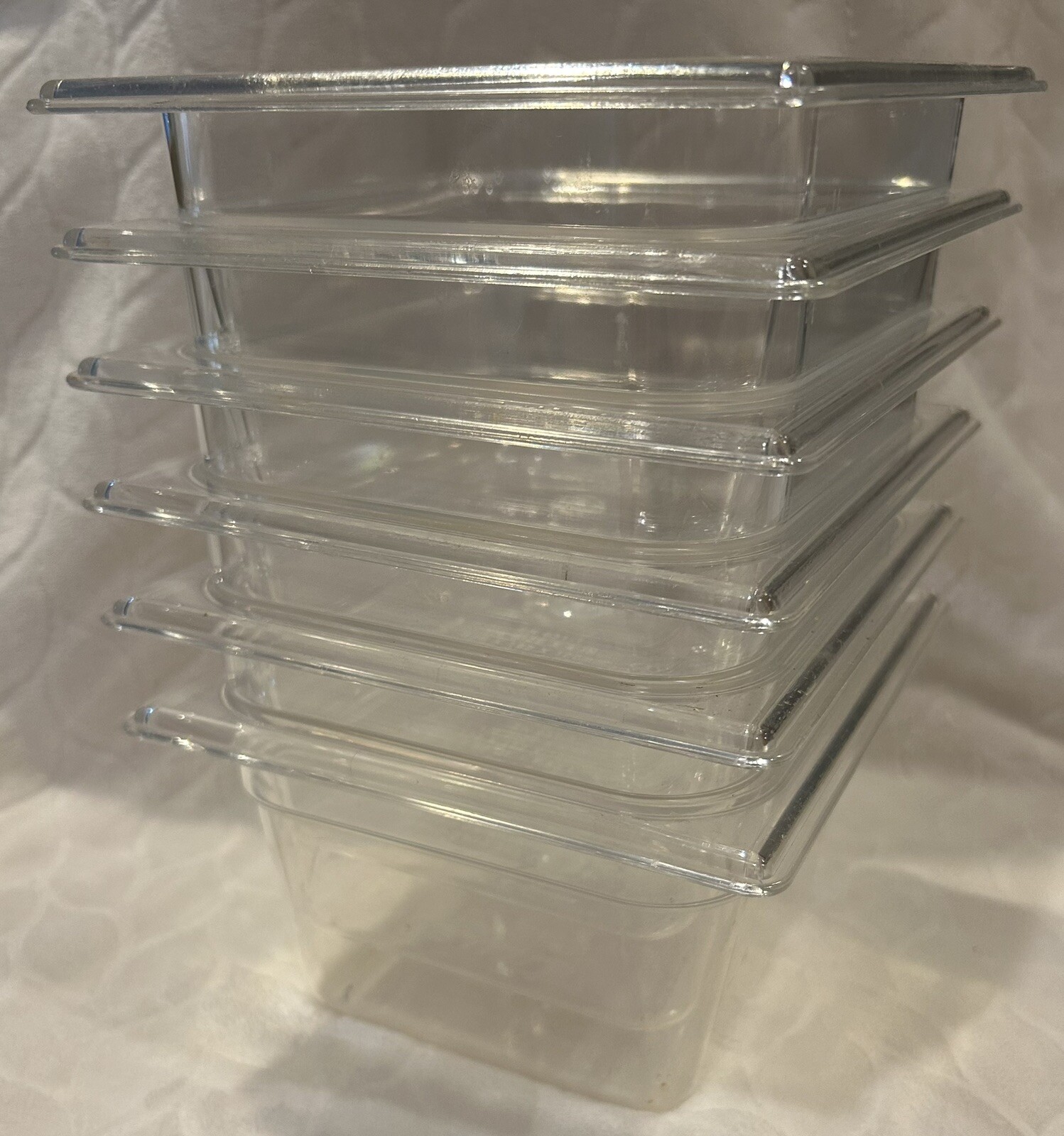 6 Each True Clear Food Pan 1/6 Size 4” Deep NSF Commercial Prep Polycarbonate