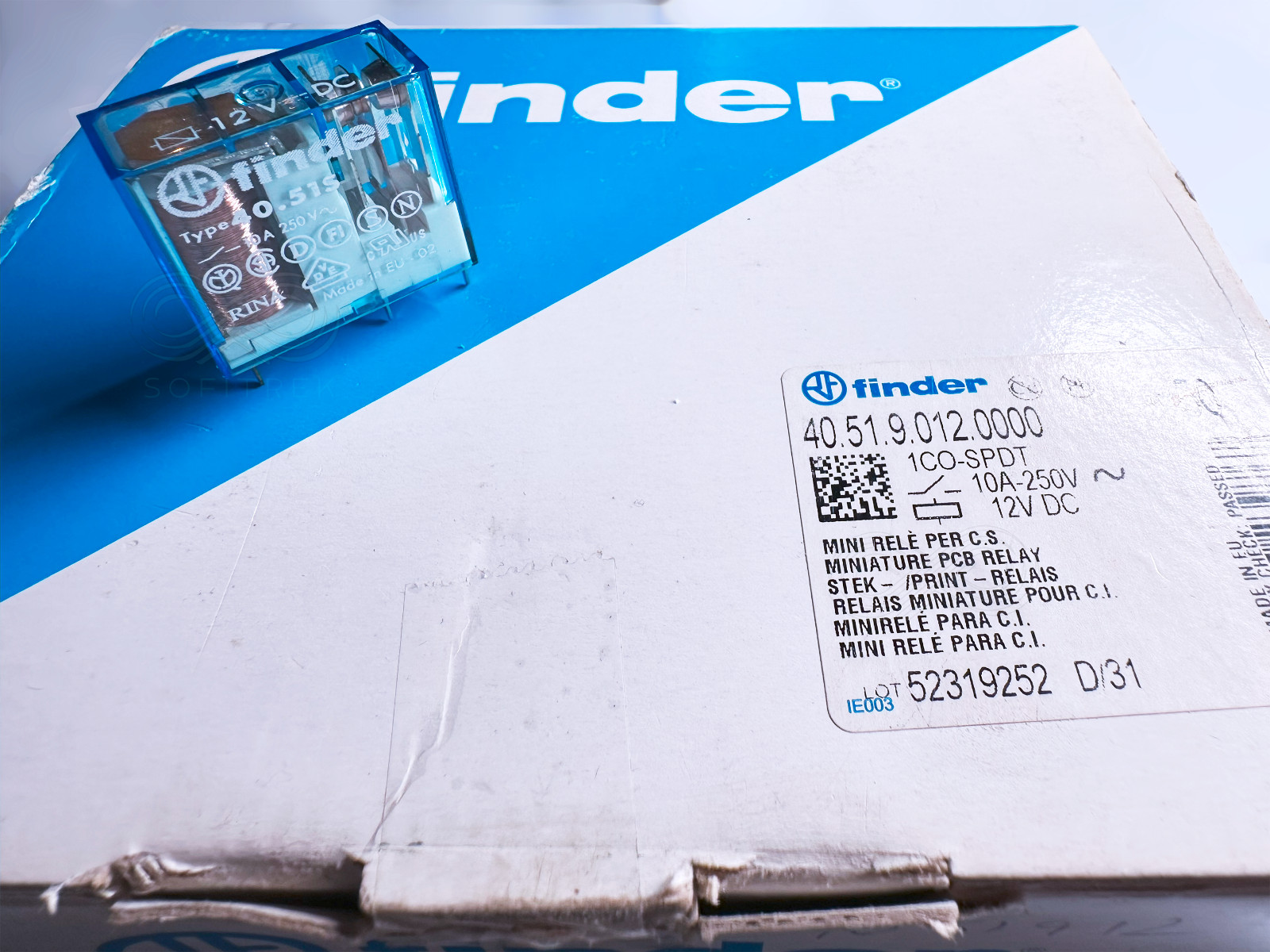40.51.9.012.0000 Type 40.51S Finder PCB Power Relay 12VDC SPDT 10A 250VAC 5-Pin