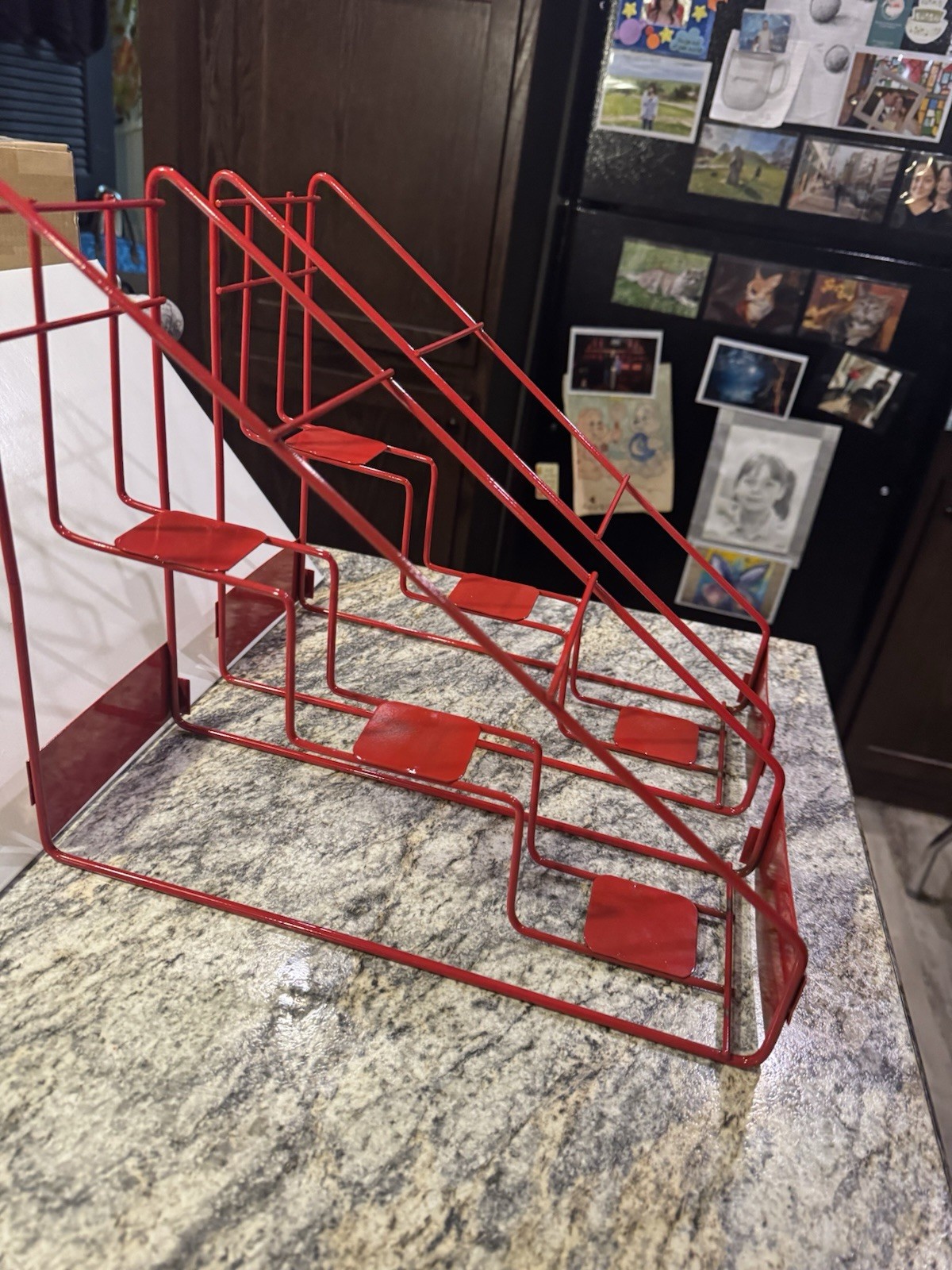 2 Slim Jim Metal Countertop Display Racks 3-Slot Red Snack Holders