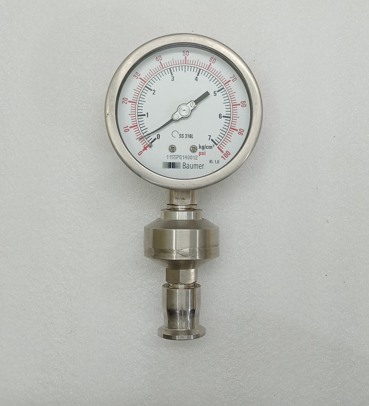 Baumer Pressure Gauge 0 TO 100 PSI 1155PG140012