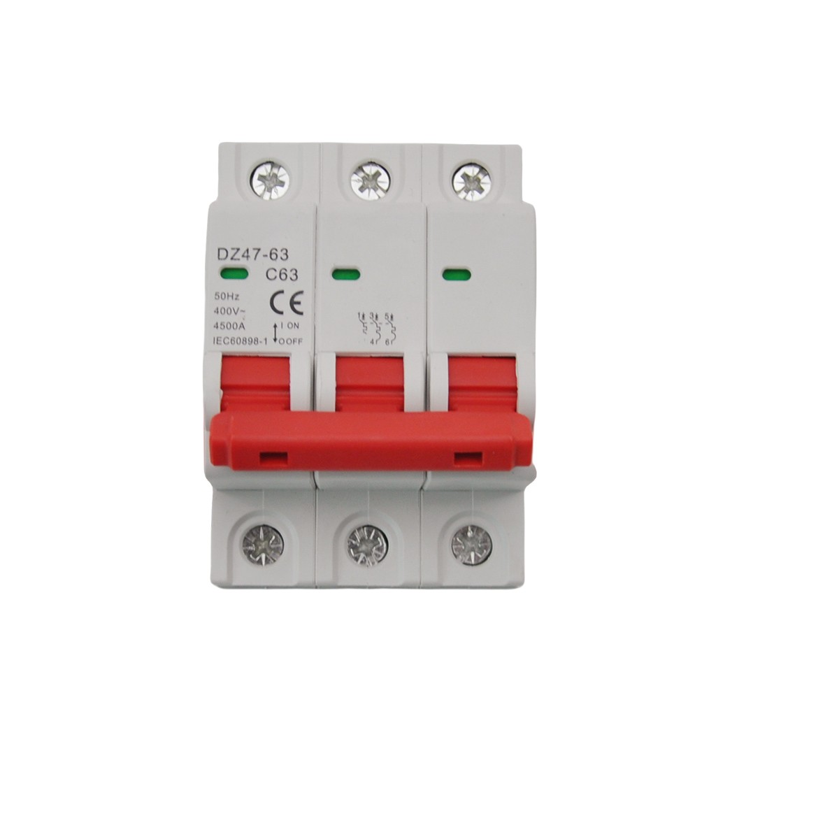 3P AC MCB Mini Circuit Breaker Type C 6 10 16 25 32 40 50 63 80 100 125Amp 400v