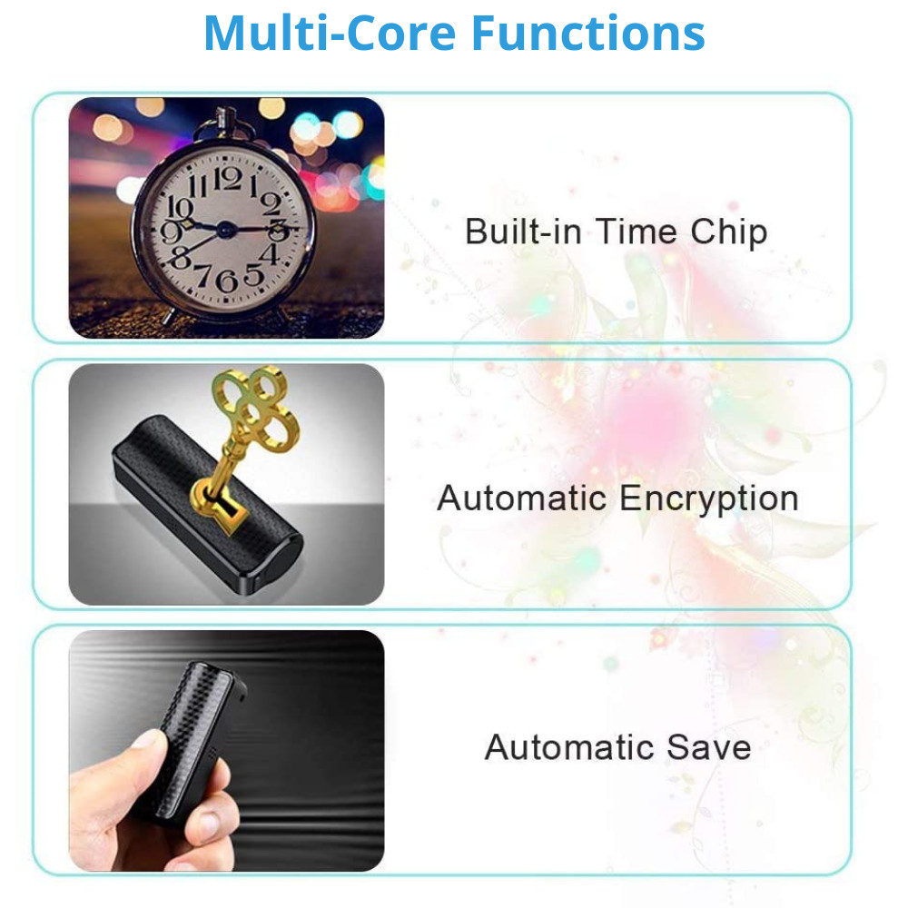 16GB/32GB Mini Spy Hidden Audio Recorder Voice Activated Office Listening Device
