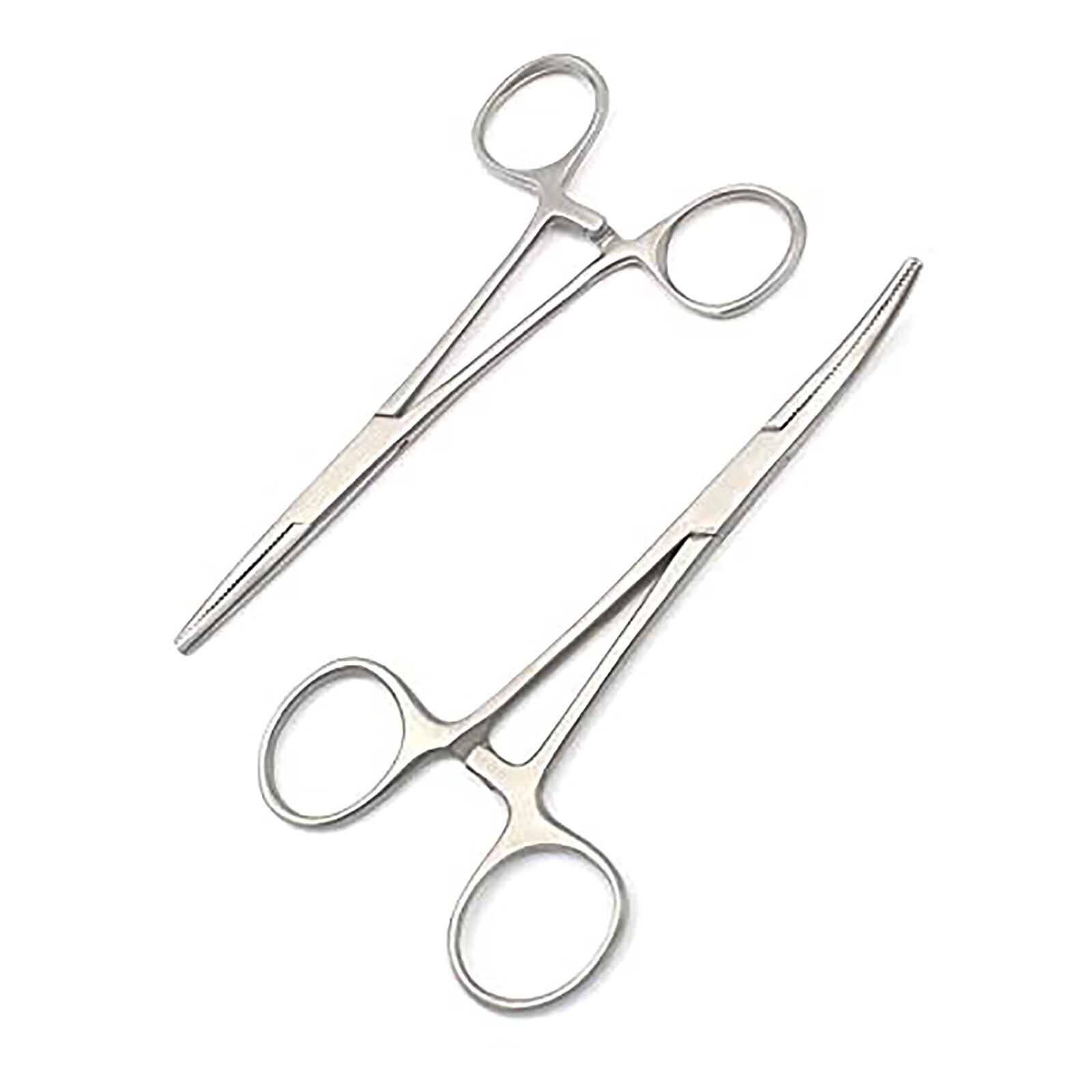 2Pc Set 5″ Straight and Curved Hemostat Forceps Locking Clamps Stainless Steel