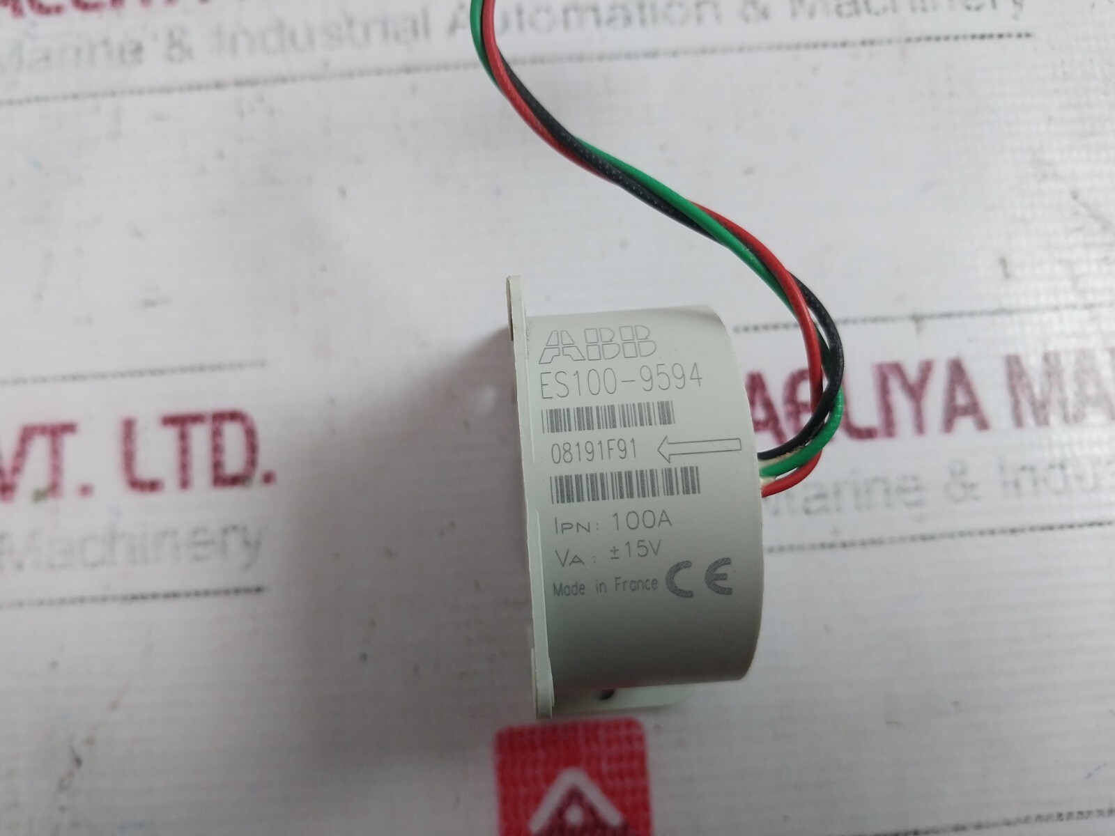 ABB ES100-9594 Current Sensor 08191F91 100A 15V