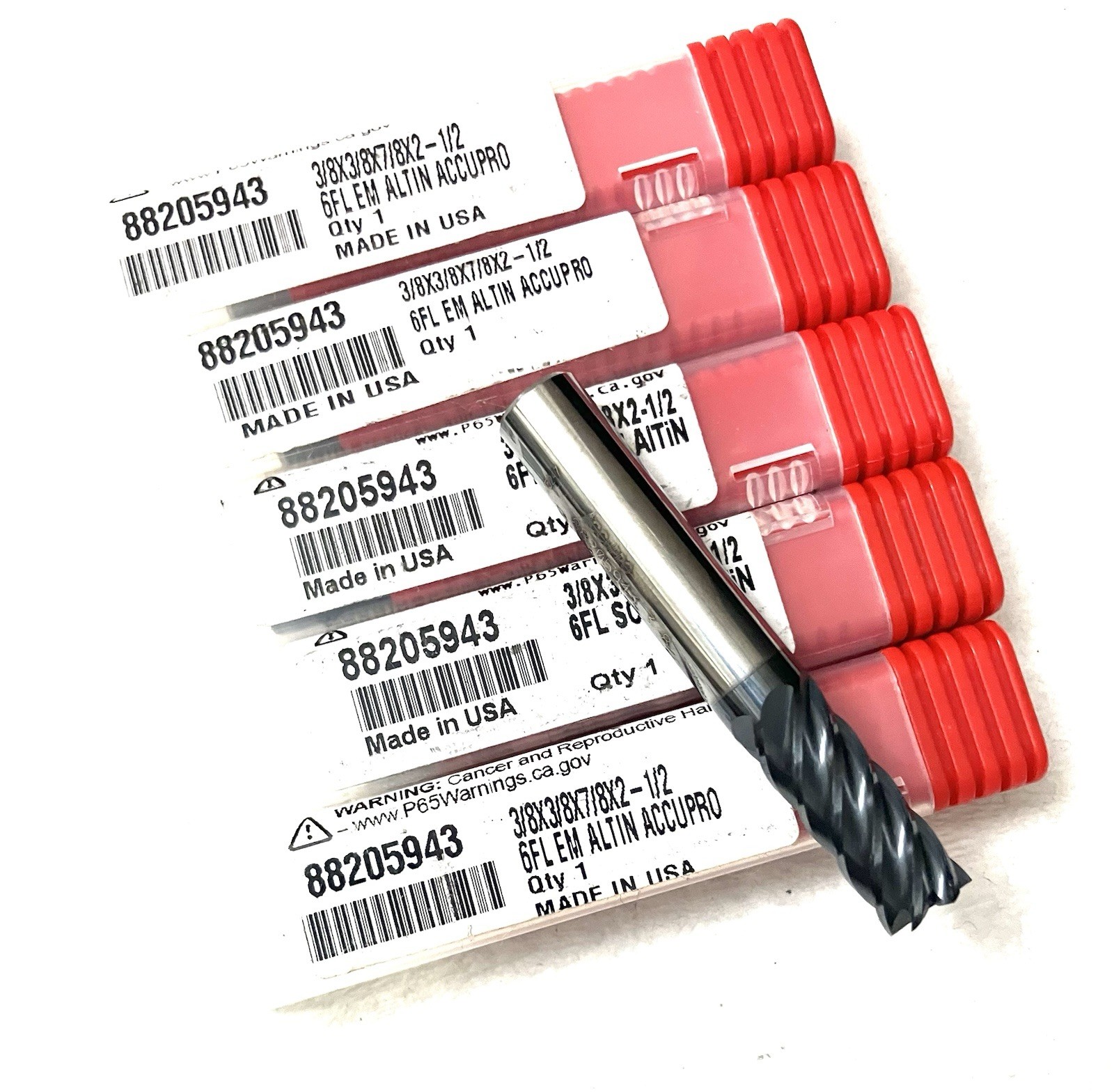 5PC Accupro 88205943 3/8″ 6FL Carbide Square End Mill AlTiN .3750 NEW LOT CNC