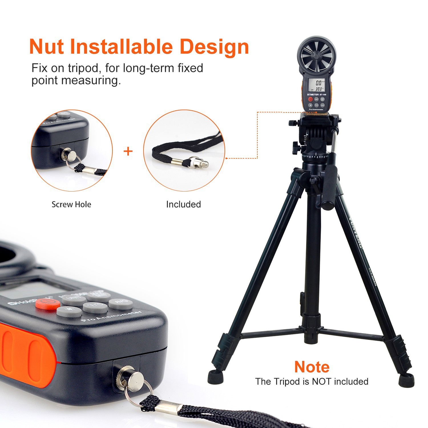 8-Vane Handheld Anemometer Wind Speed Meter,Tripod Mount, Wind Chill,LCD Backlit