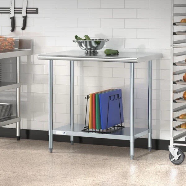 Steelton 24″ x 36″ 18 Gauge 430 Stainless Steel Work Table with Undershelf