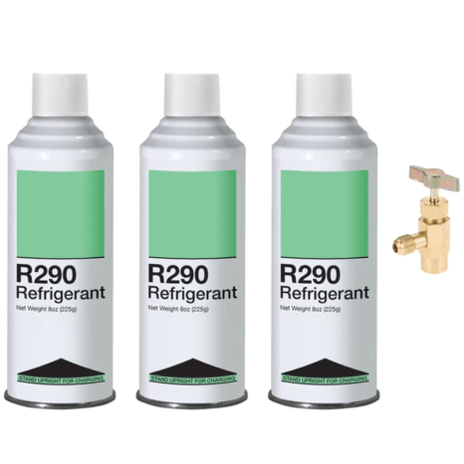 Leak Saver R290 Refrigerant – 8oz Upright Charging Self Sealing Can – 3 Pack