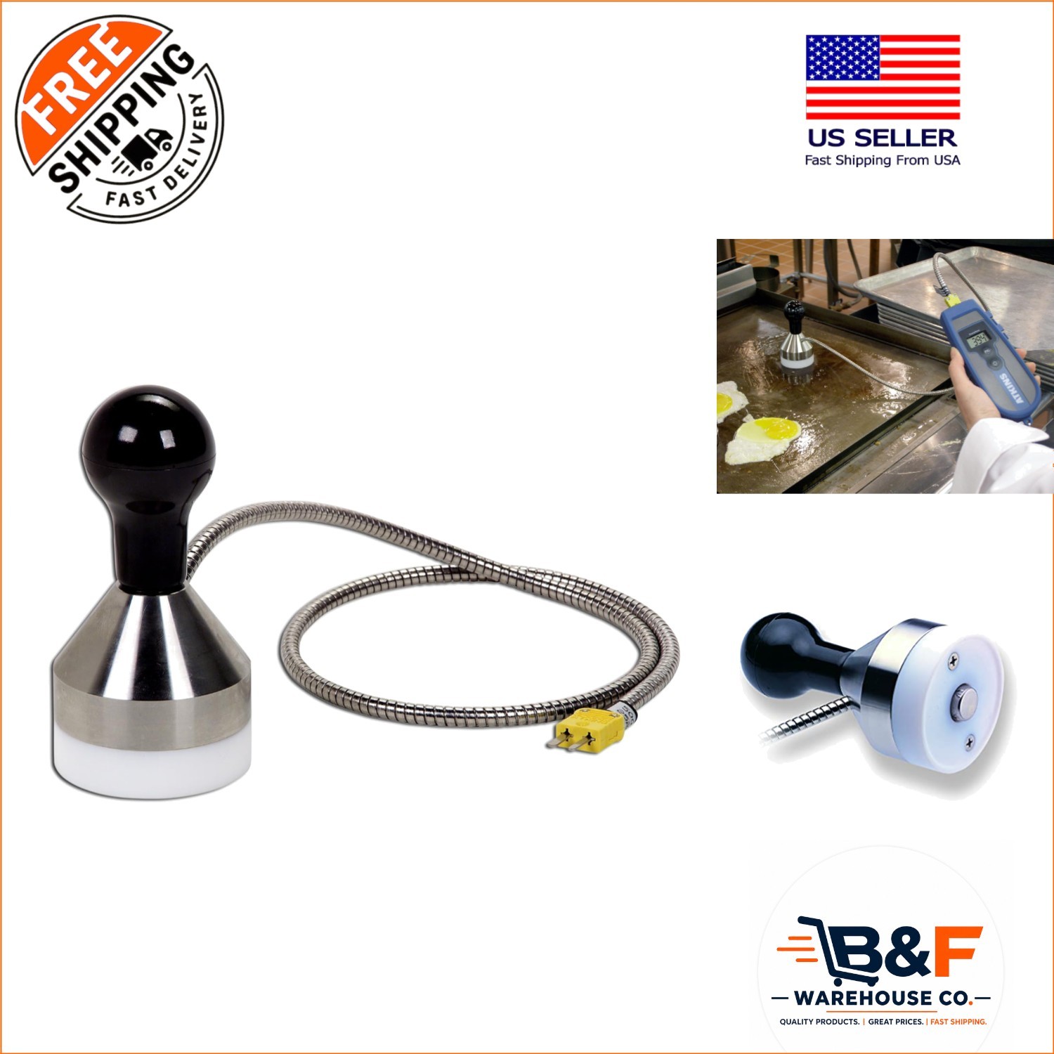 Type K Weighted Griddle Surface Thermocouple Probe -40 to 500°F Fast Readings