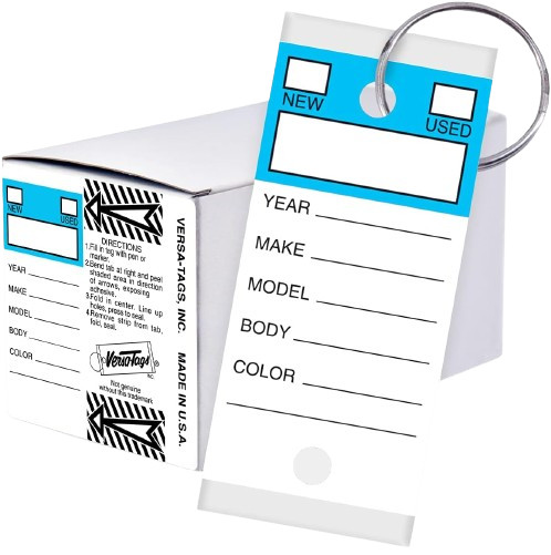 Versa-Tags Car Dealer Top Stripe Key Tags Self Laminating With Metal Rings