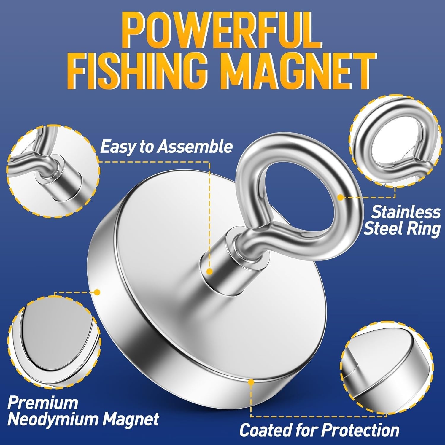 500Lb 227Kg Imanes De Pesca De Neodimio Super Potentes De Grado Magnetico