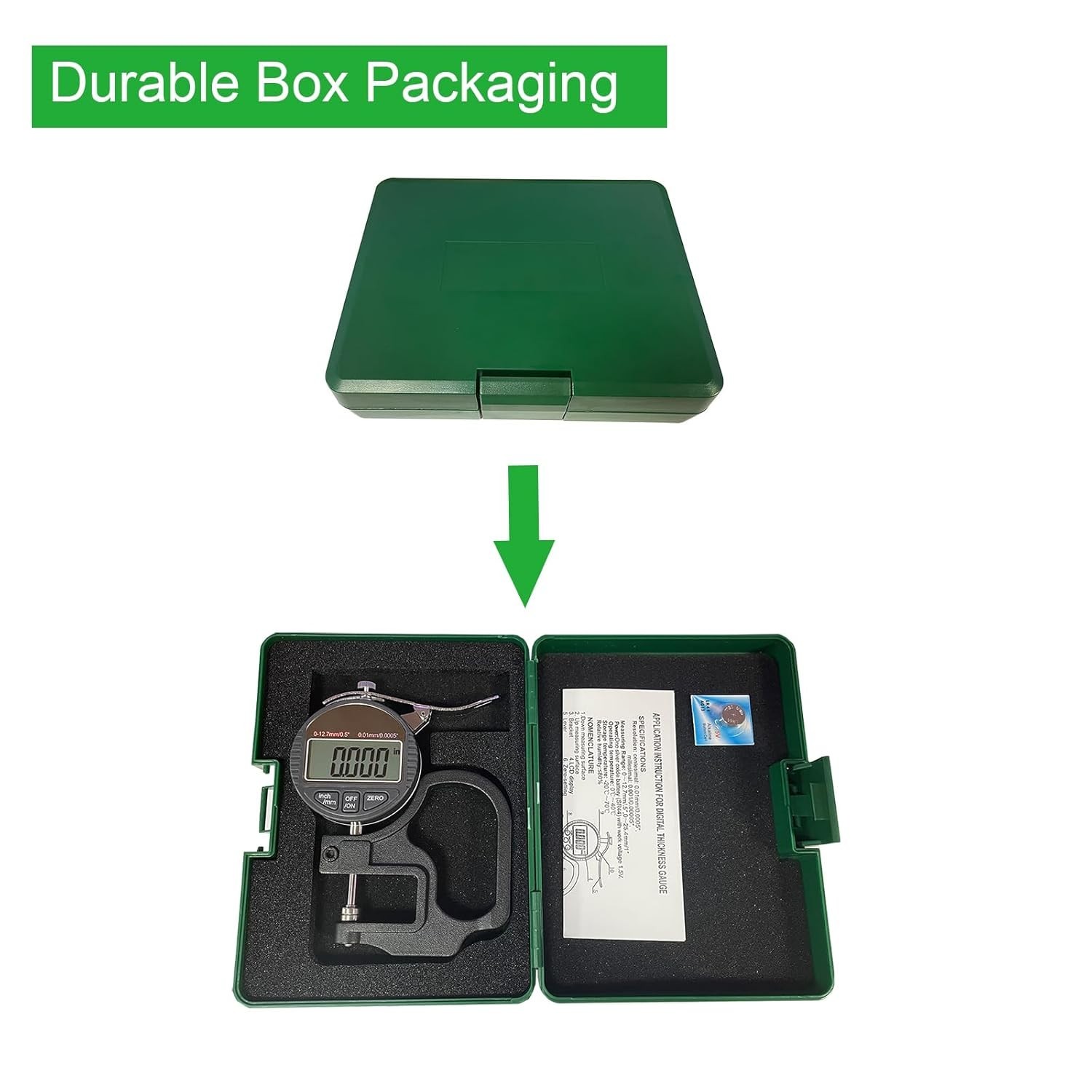 Digital 0.5 inch/12.7mm, 0.0005 inch/0.01mm, Thickness Meter Inch/Metric, Sui…