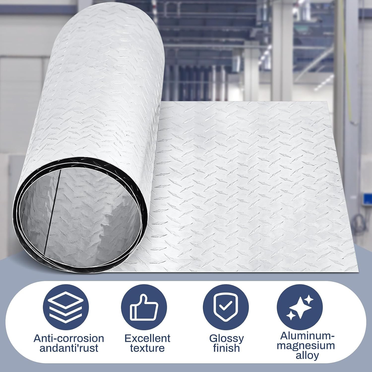1Pcs Aluminum Diamond Plate Sheet, Heavy Duty Tread Plate Aluminum Sheet Metal f