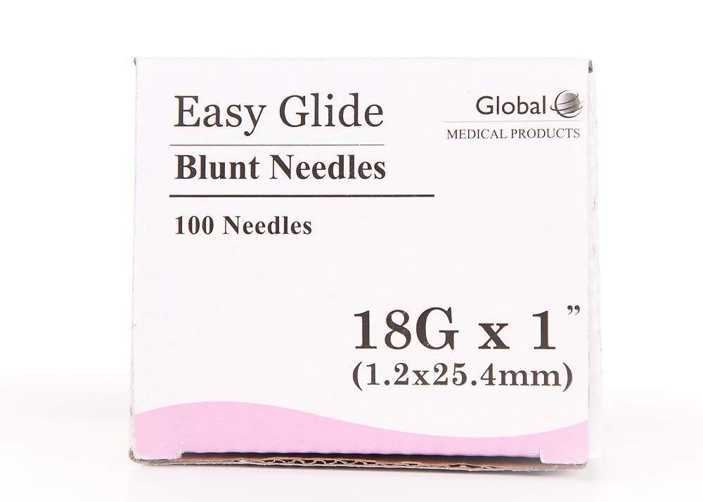 Global Medical, Easy Glide Blunt Tip Needle 18 ga x 1″ Tip, 100 pcs