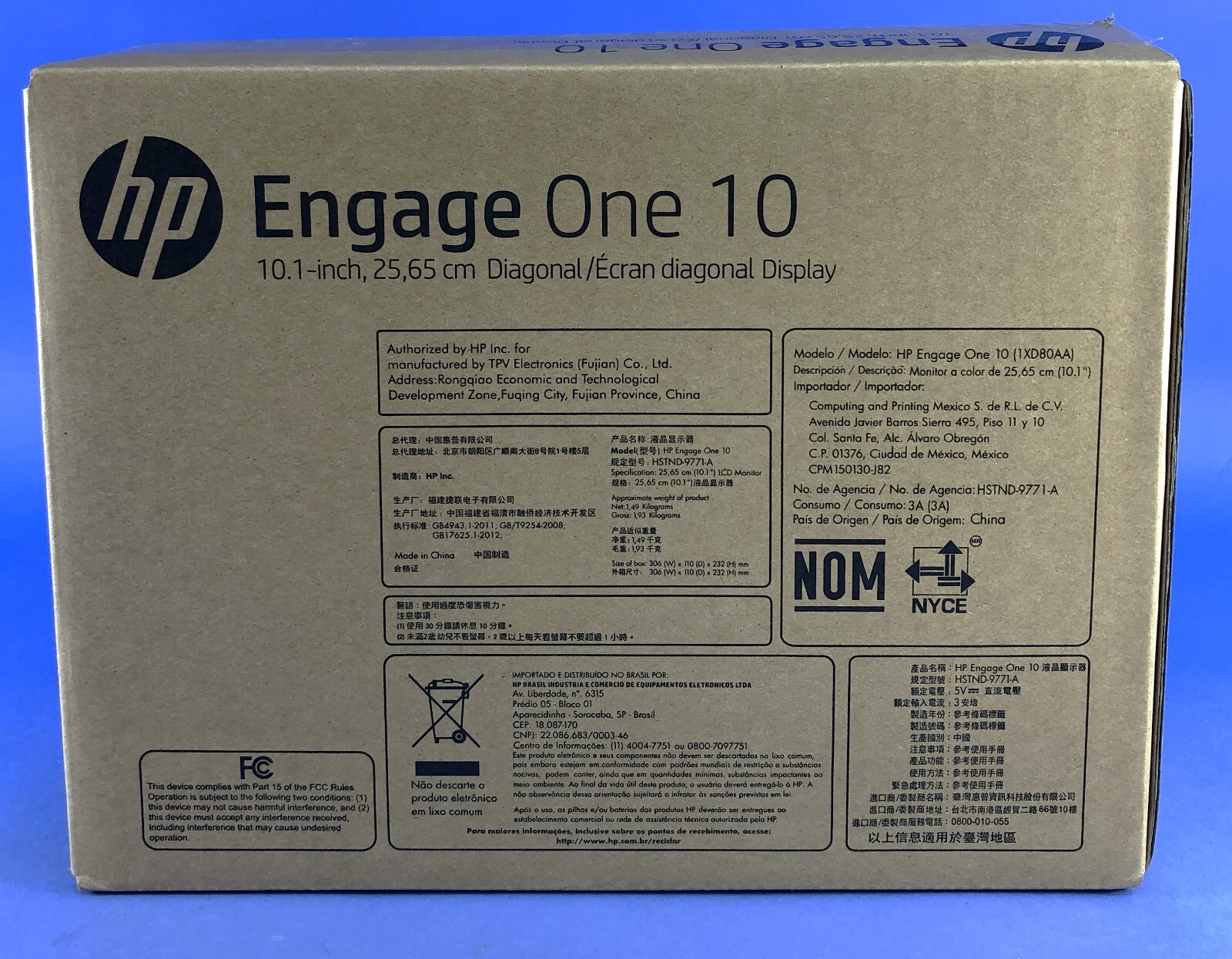 HP Engage One 10.1″ Customer Display Ebony Black PN: 1XD80A8#ABA – NIB
