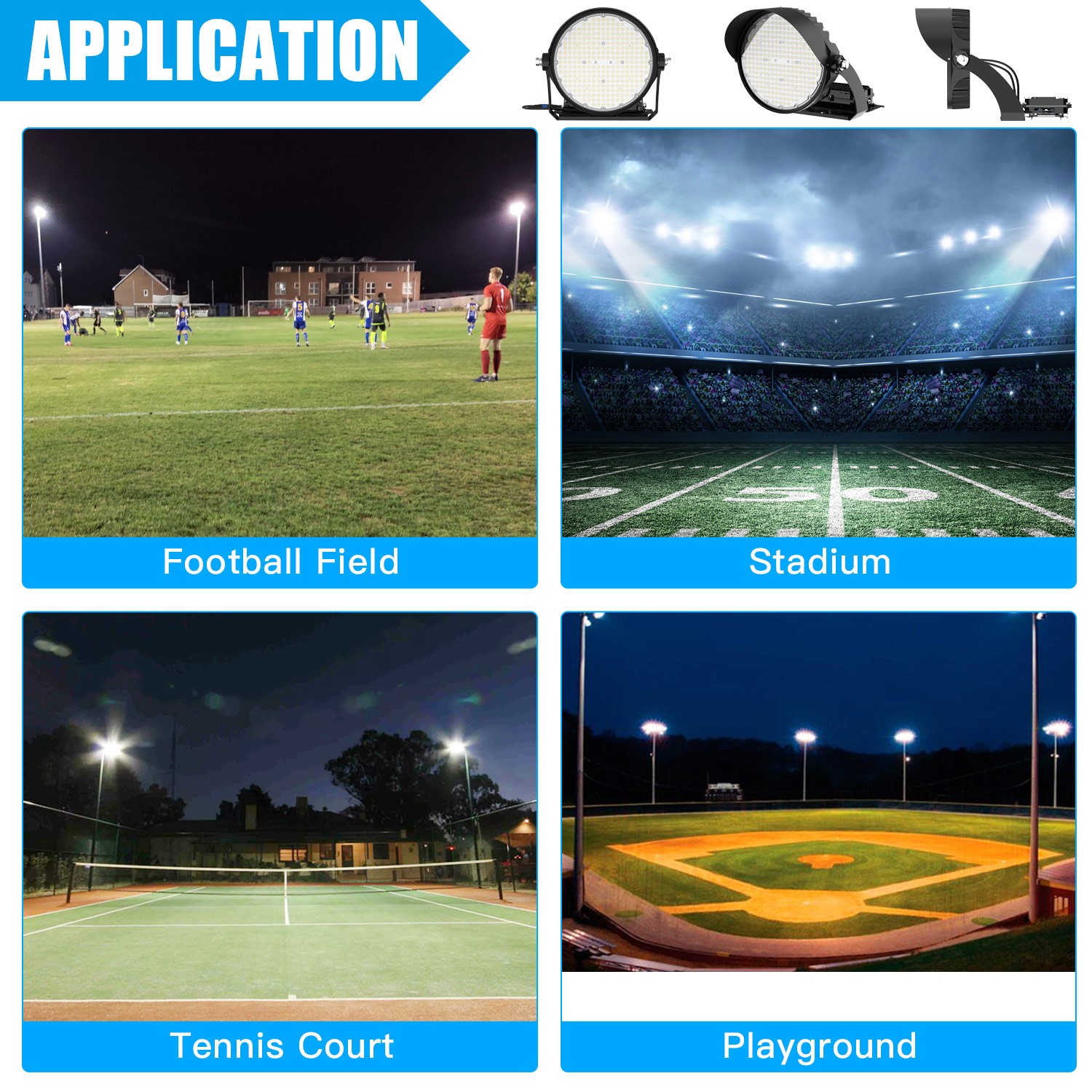 LED Beam Stadium Flood Light 600W 90000 Lumen Commercial Outdoor Arena Spotlight